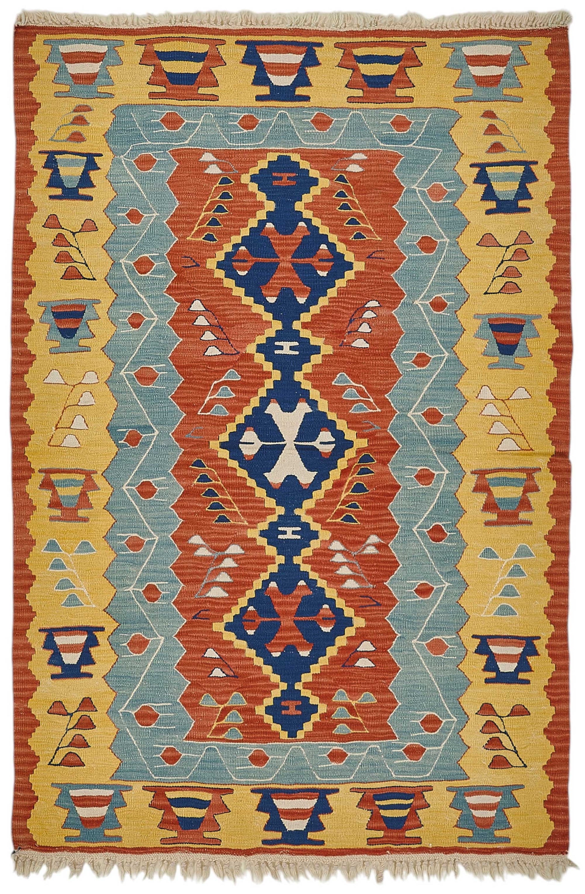 4x6 Handwoven Turkish Wool Kilim Rug - 50364