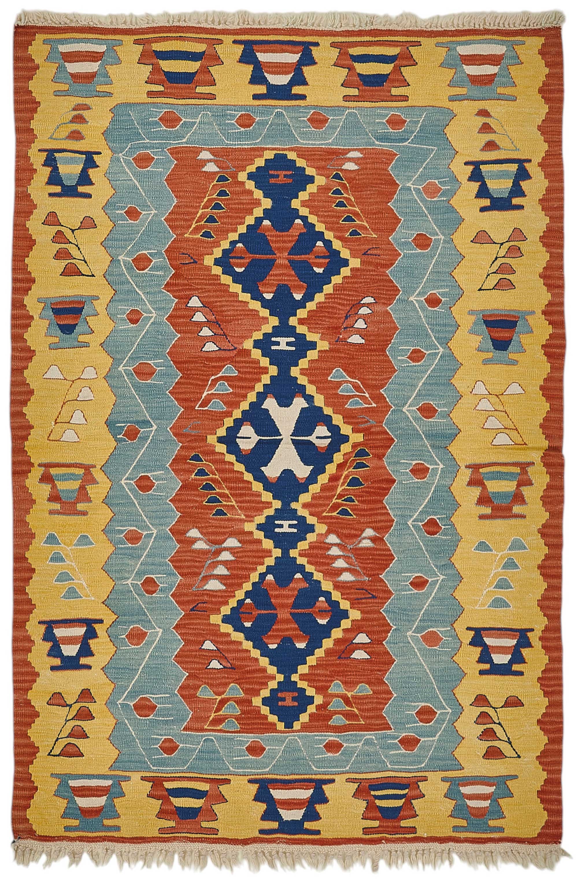 4x6 Handwoven Turkish Wool Kilim Rug - 50364
