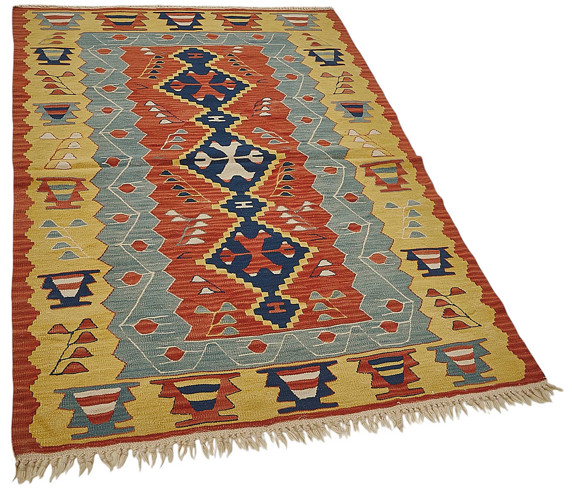 4x6 Handwoven Turkish Wool Kilim Rug - 50364