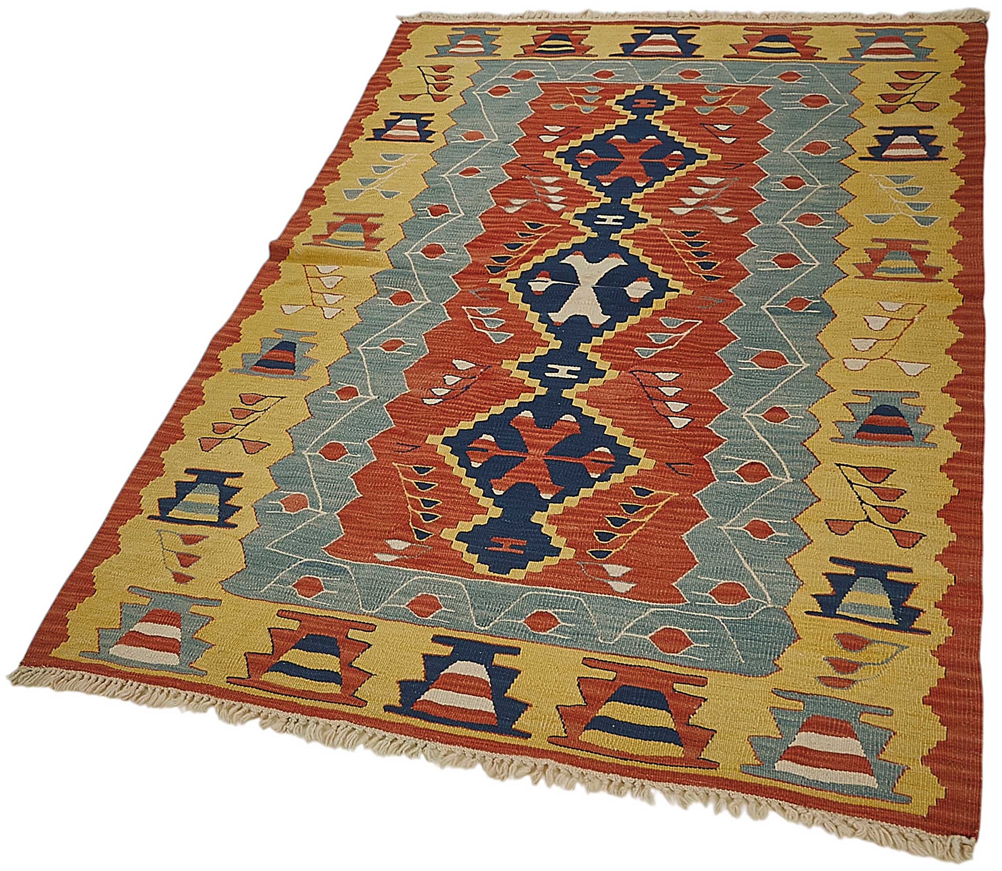 4x6 Handwoven Turkish Wool Kilim Rug - 50364