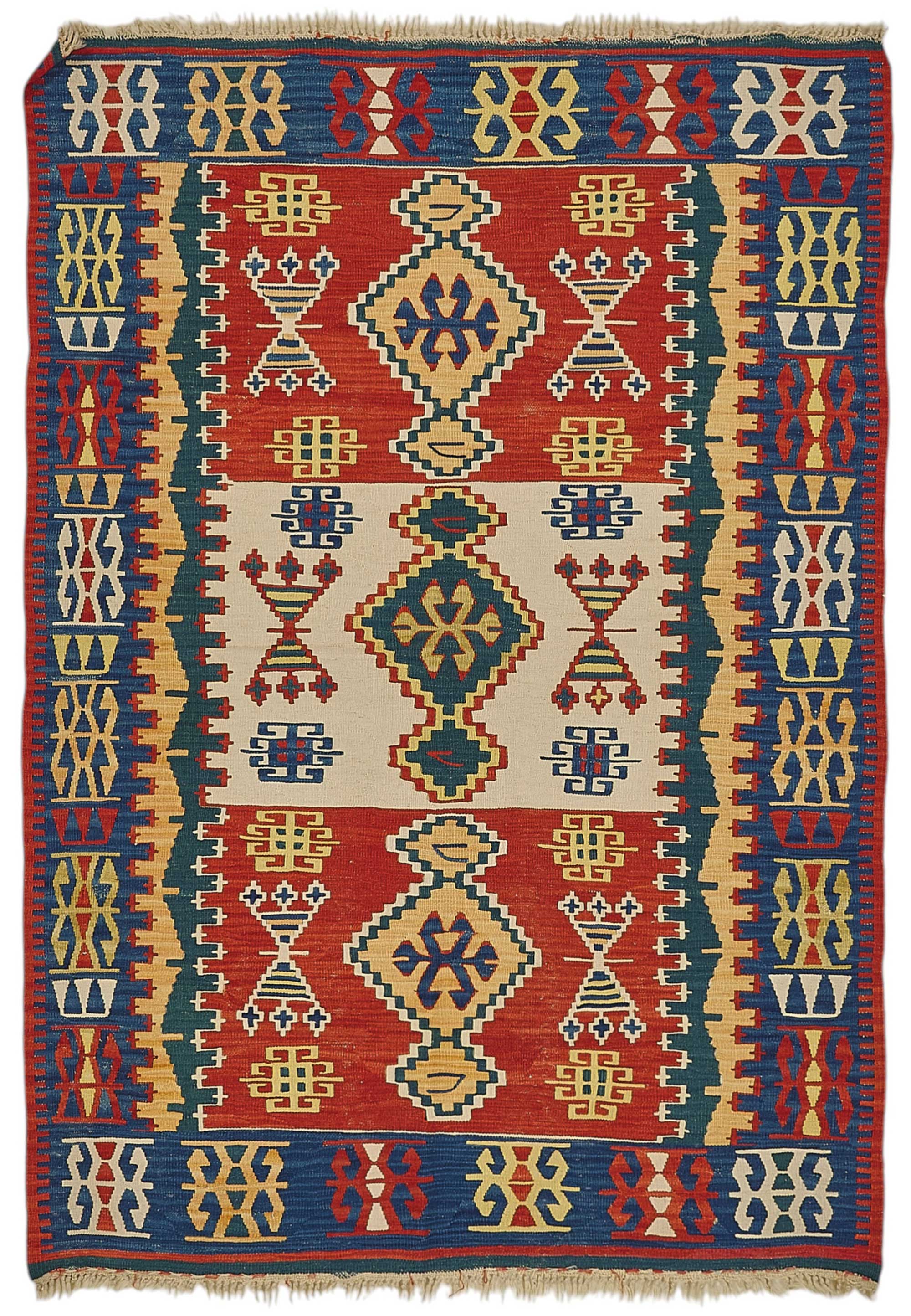 4x5 Handwoven Turkish Wool Kilim Rug - 50365