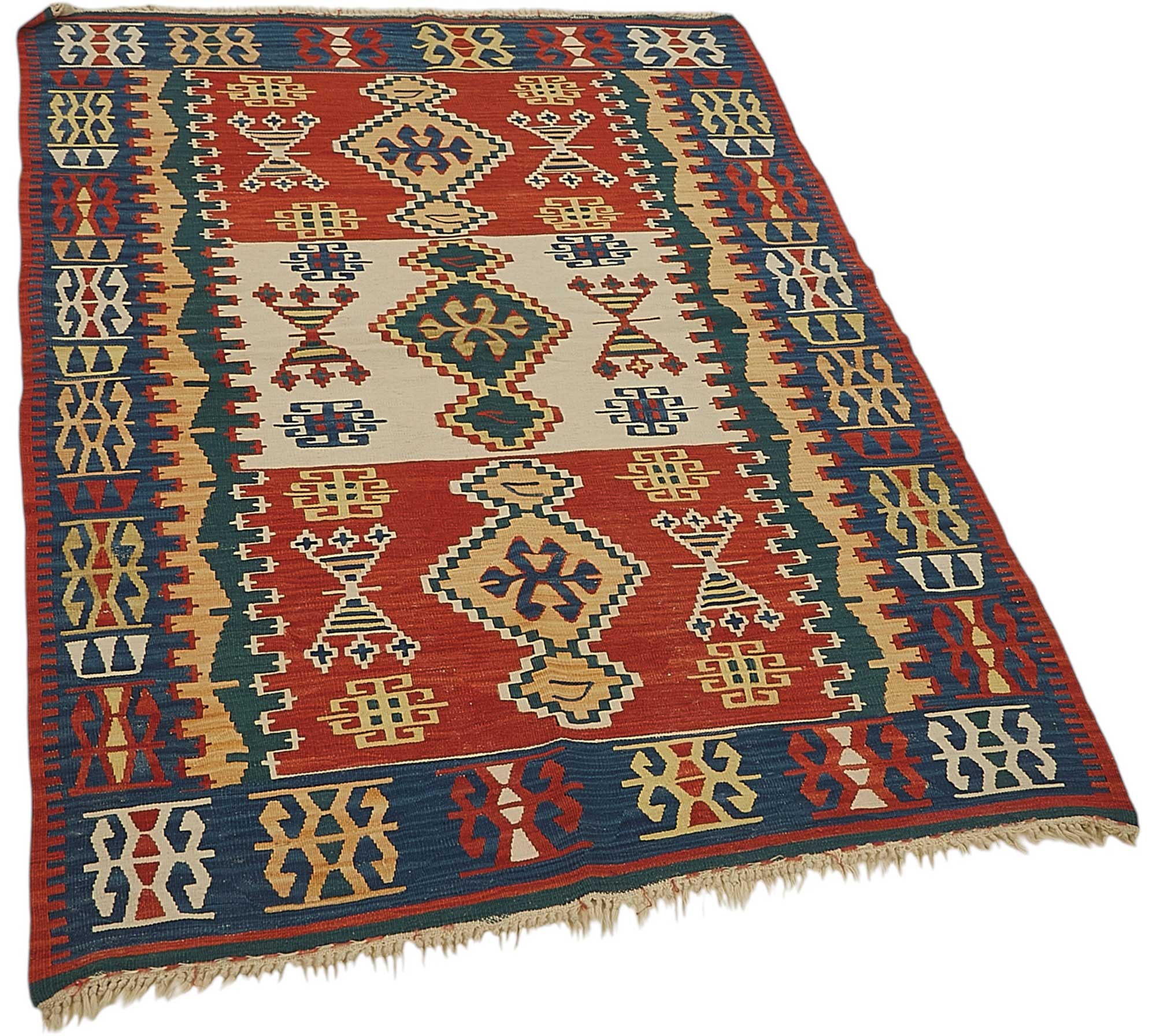 4x5 Handwoven Turkish Wool Kilim Rug - 50365