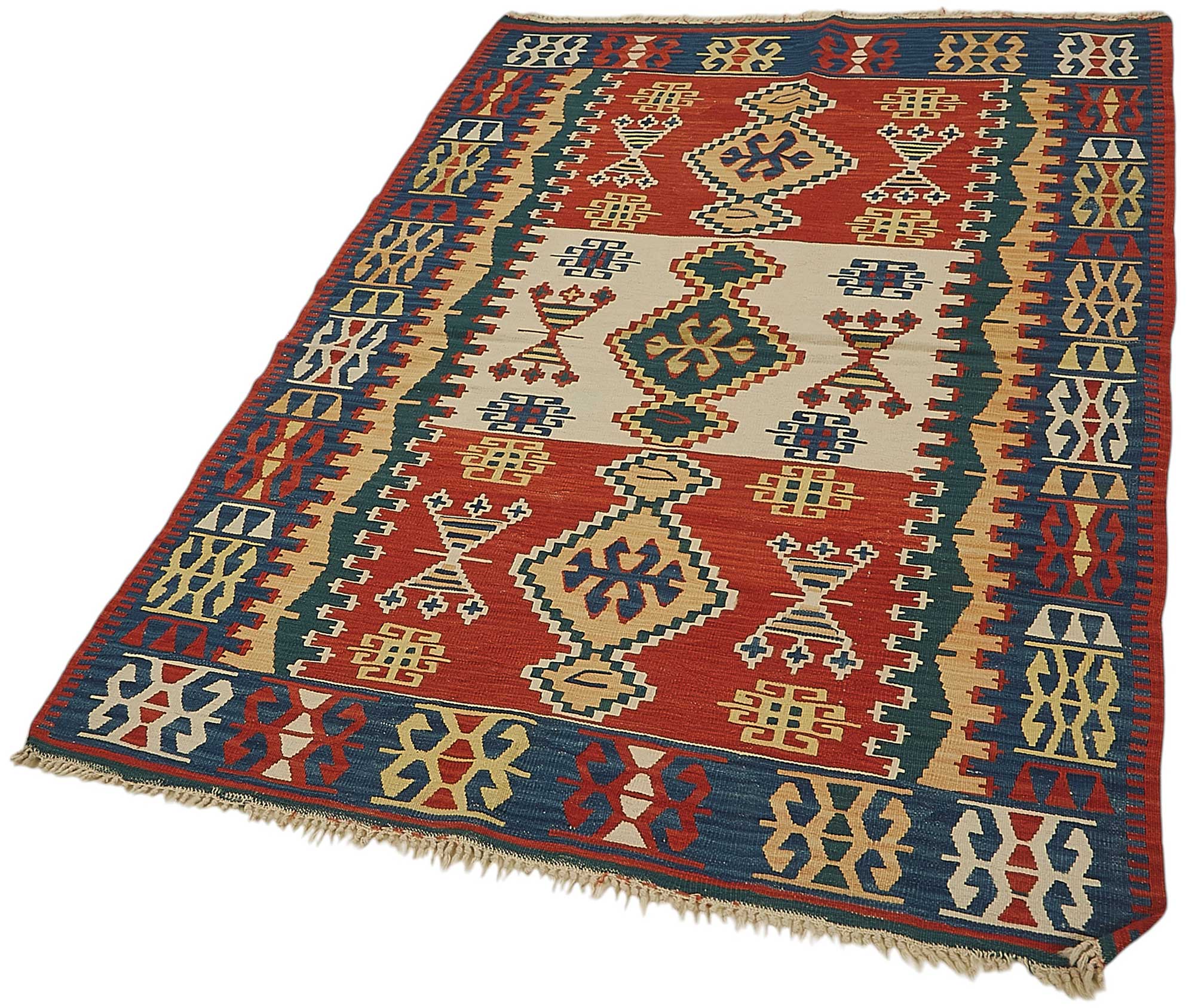 4x5 Handwoven Turkish Wool Kilim Rug - 50365