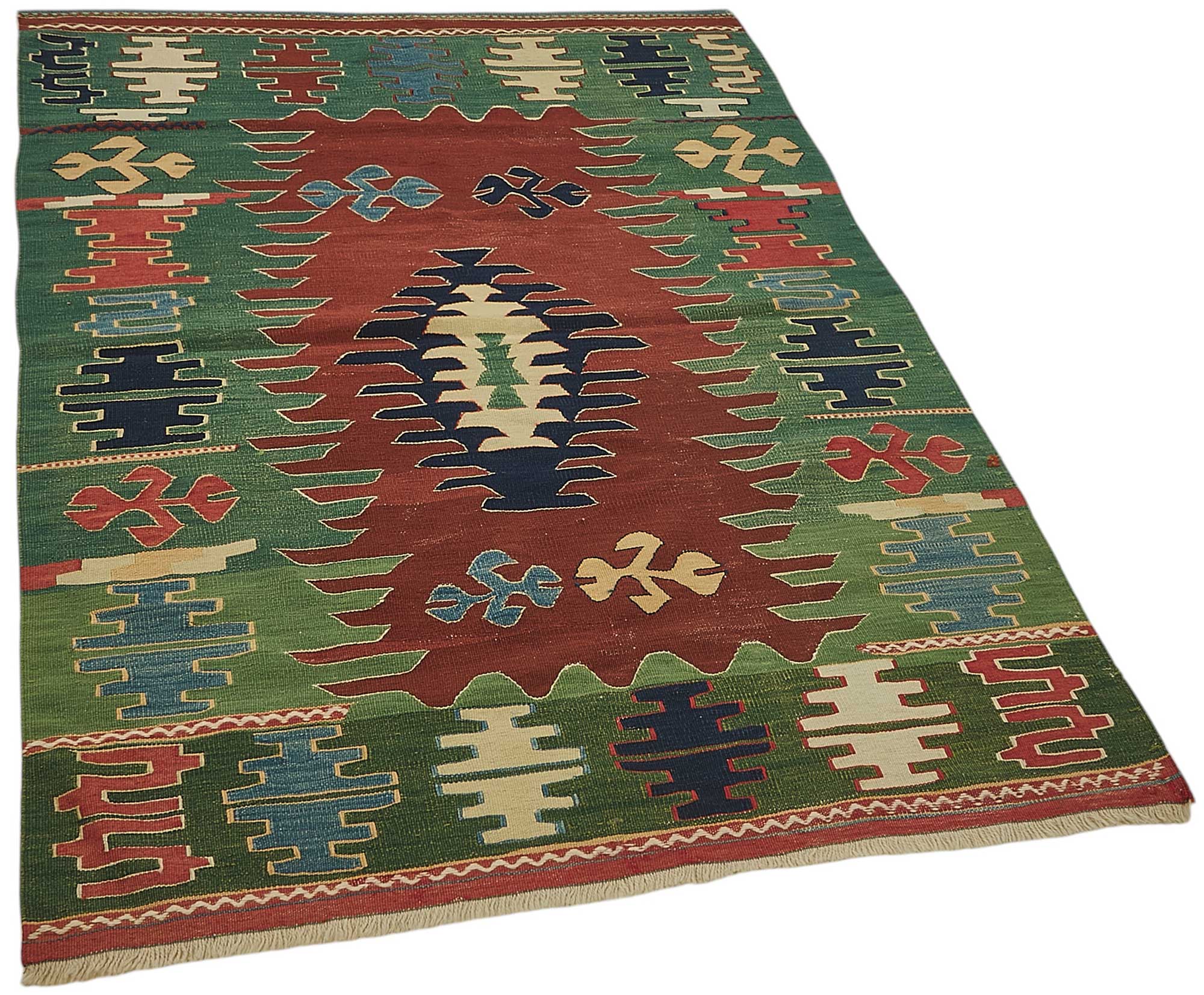 4x6 Handwoven Turkish Wool Kilim Rug - 50366