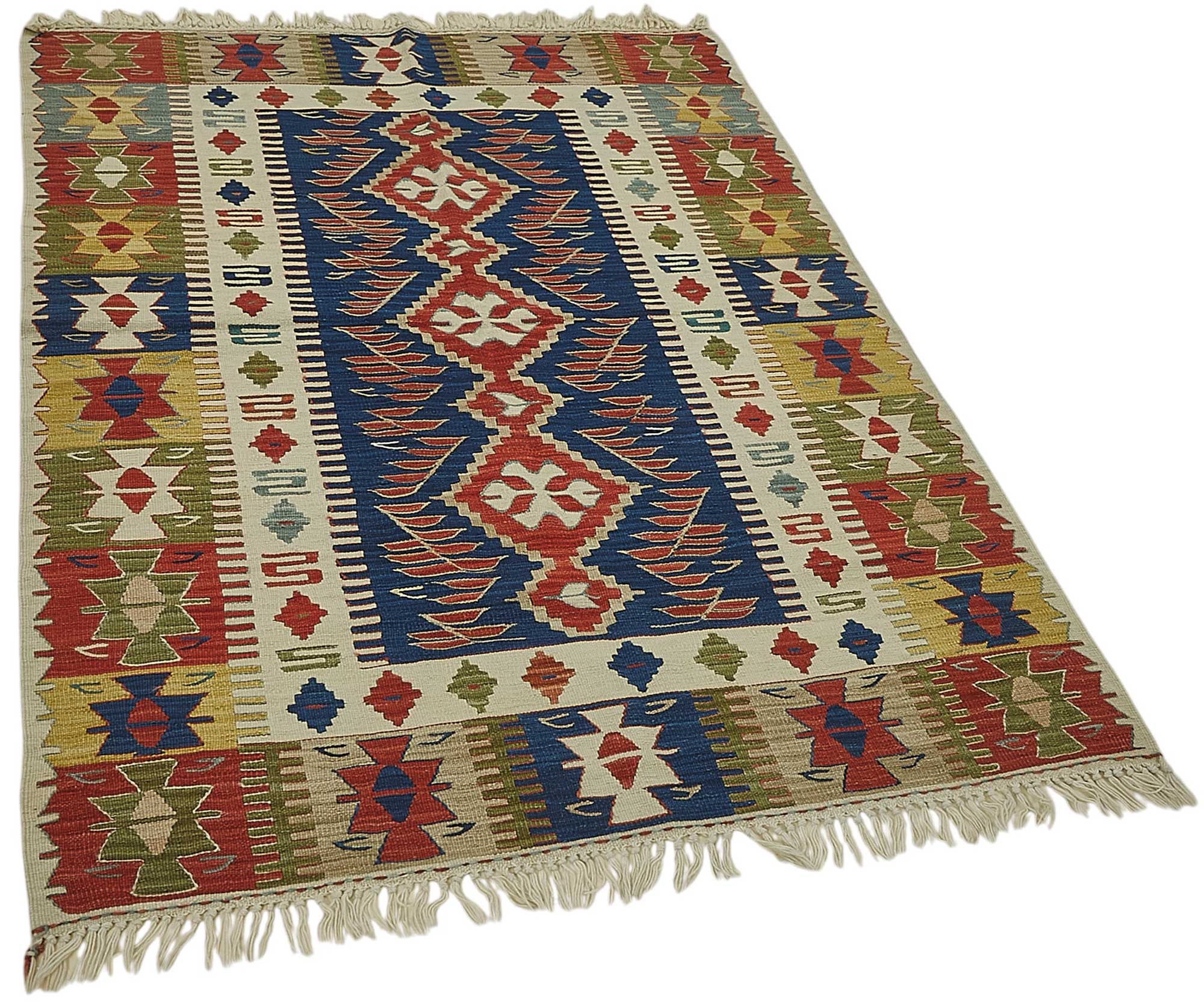 4x5 Handwoven Turkish Wool Kilim Rug - 50367
