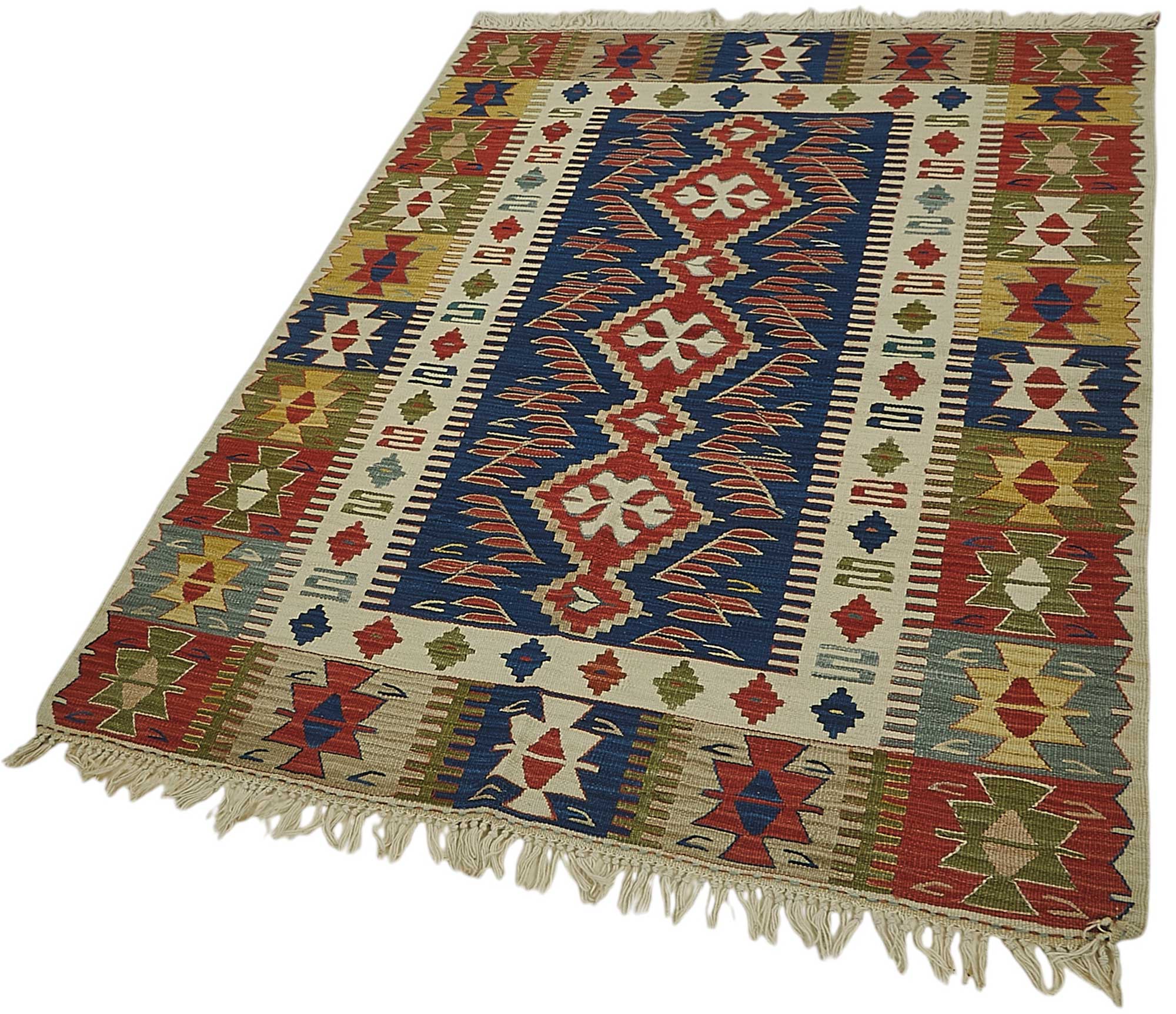 4x5 Handwoven Turkish Wool Kilim Rug - 50367
