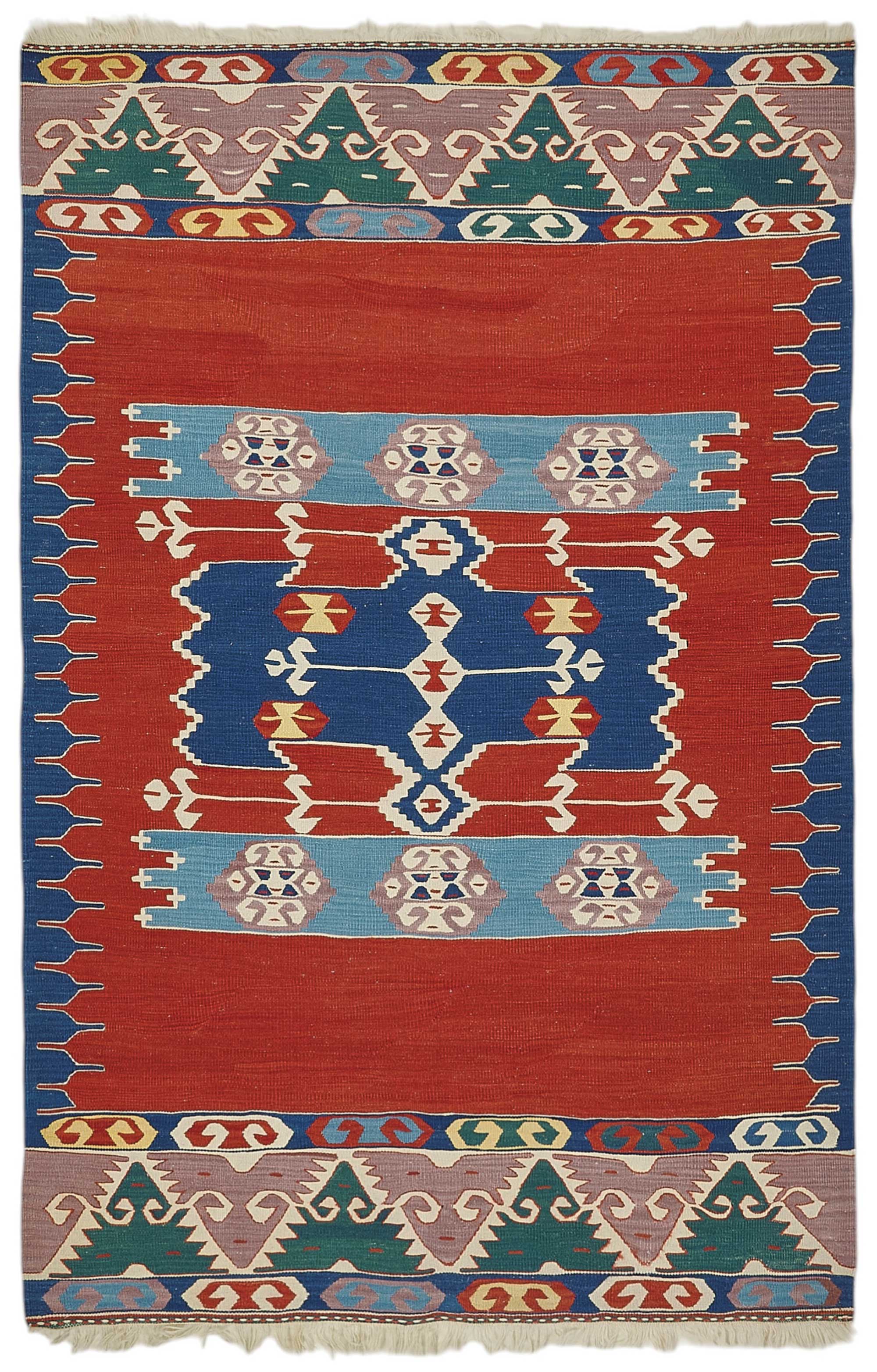 4x6 Handwoven Turkish Wool Kilim Rug - 50368