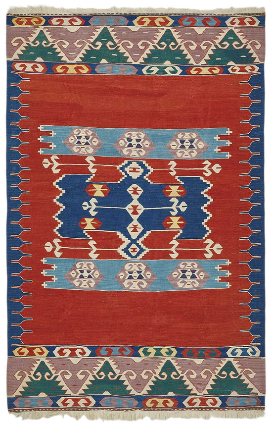 4x6 Handwoven Turkish Wool Kilim Rug - 50368