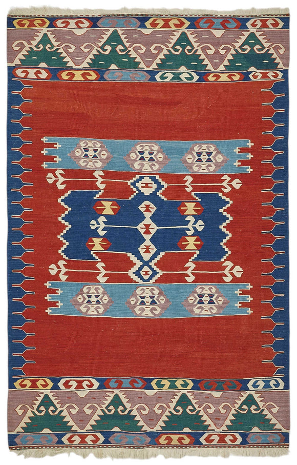 4x6 Handwoven Turkish Wool Kilim Rug - 50368