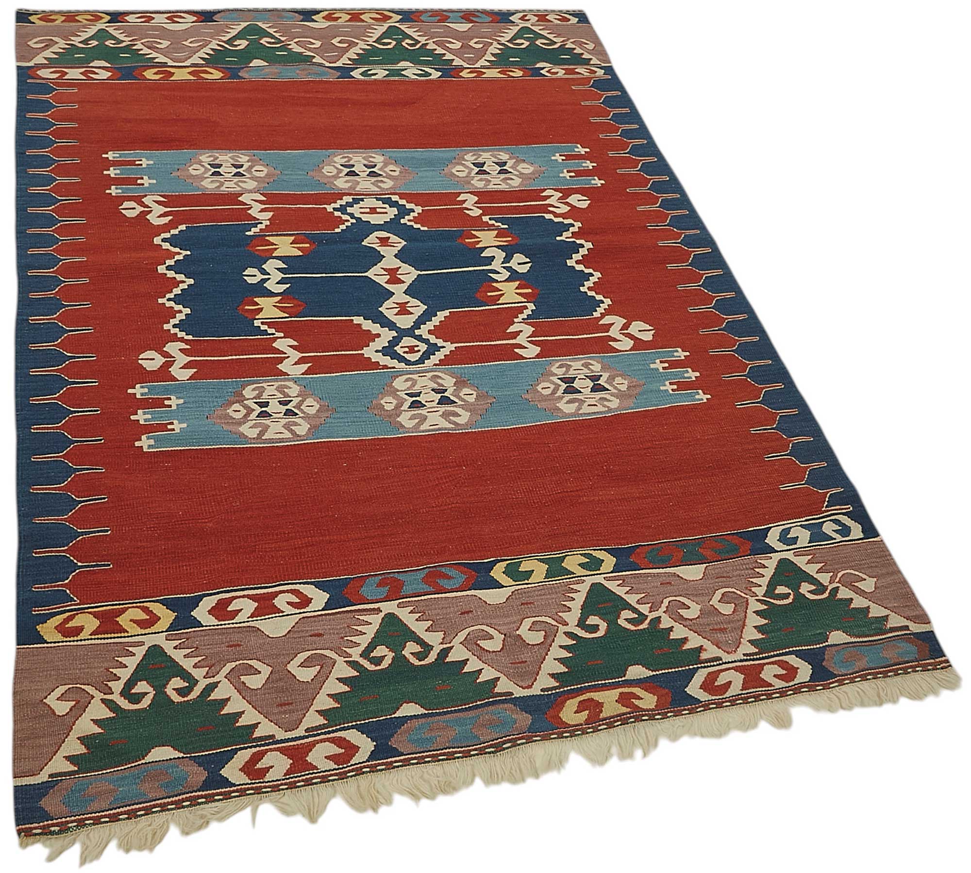 4x6 Handwoven Turkish Wool Kilim Rug - 50368