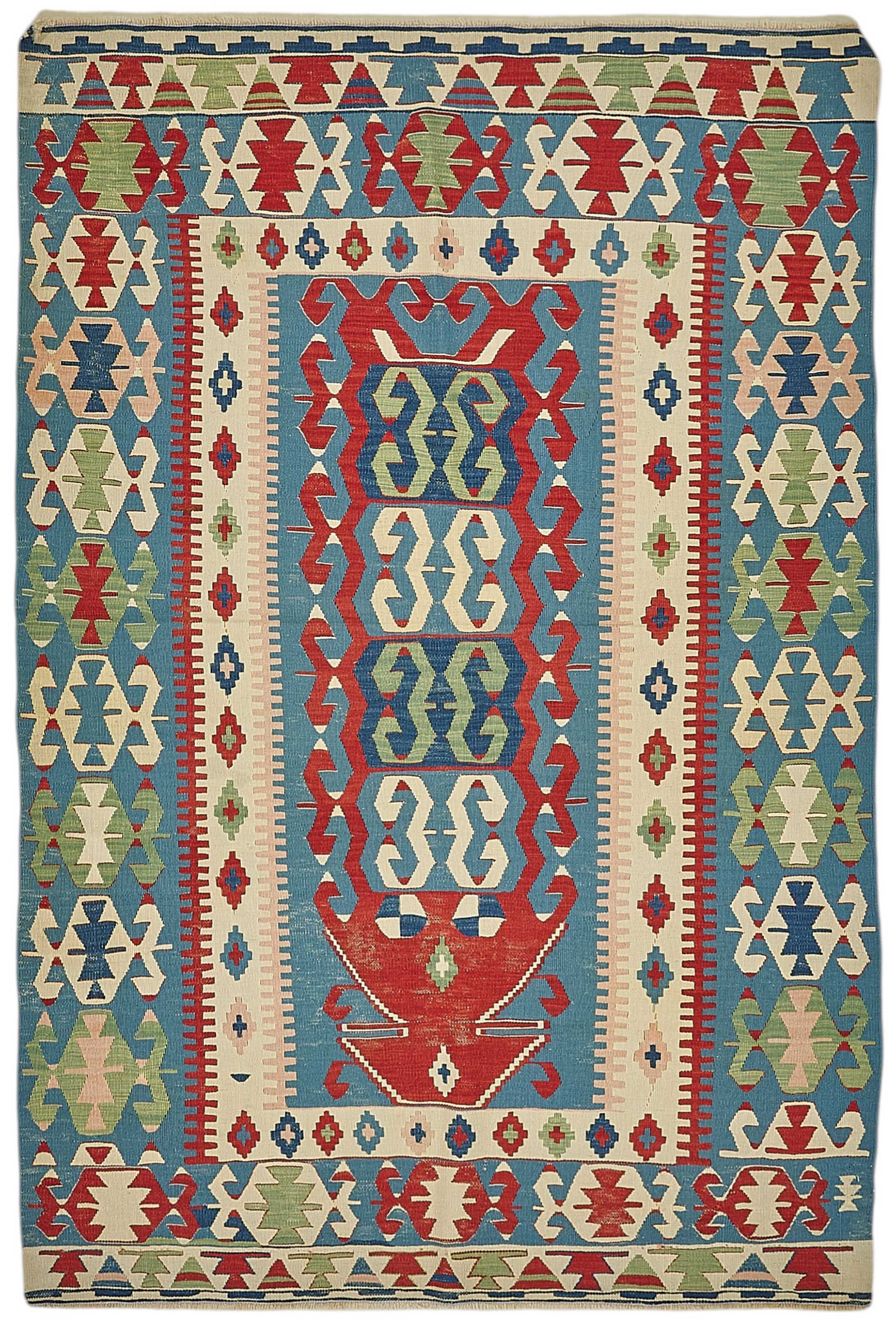 4x5 Handwoven Turkish Wool Kilim Rug - 50369