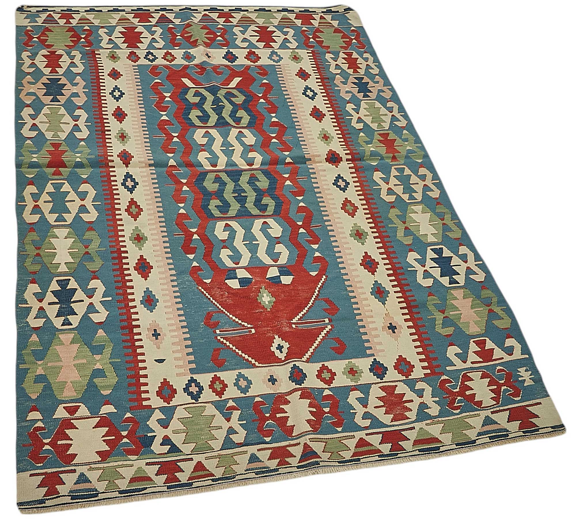 4x5 Handwoven Turkish Wool Kilim Rug - 50369