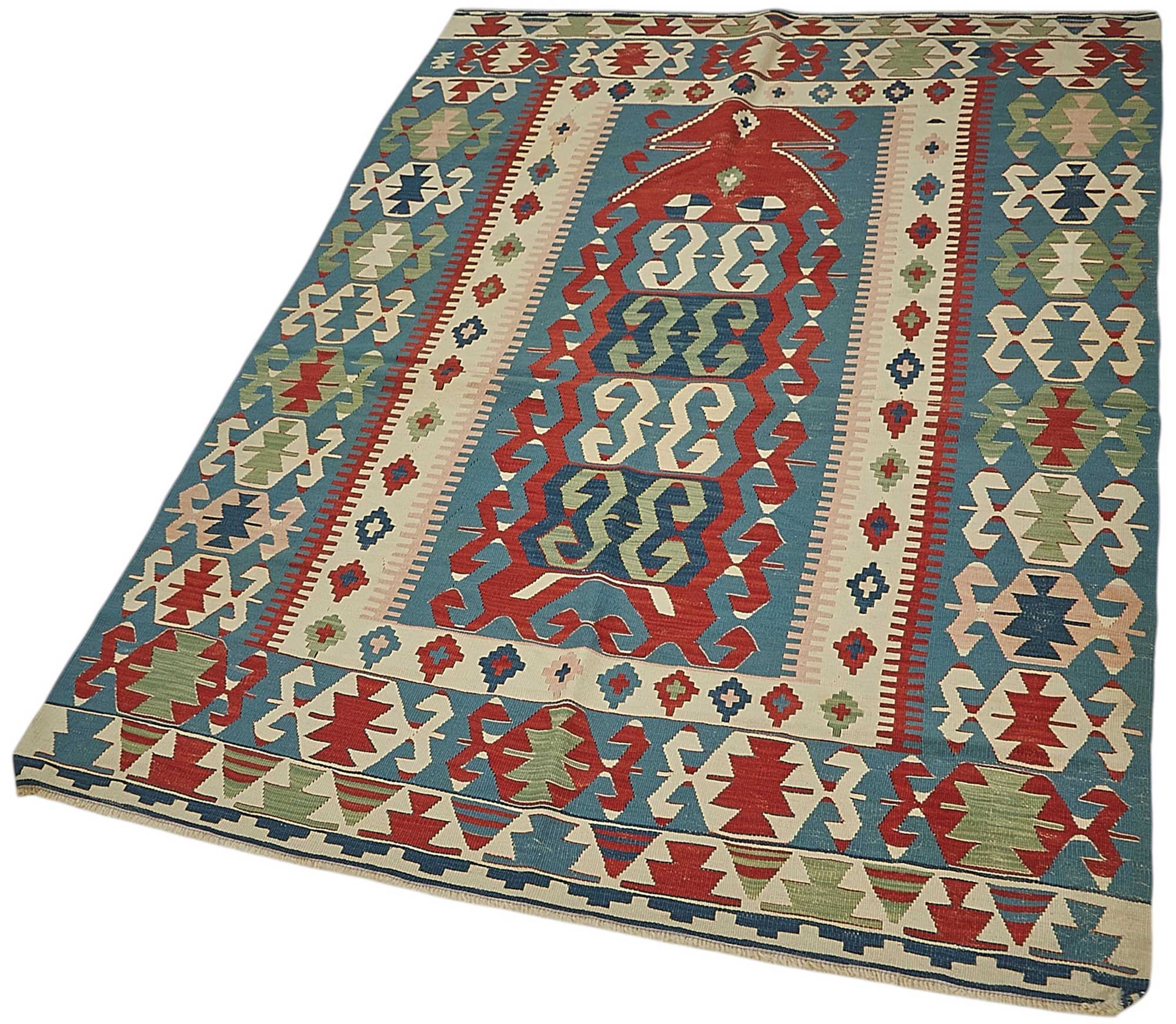 4x5 Handwoven Turkish Wool Kilim Rug - 50369