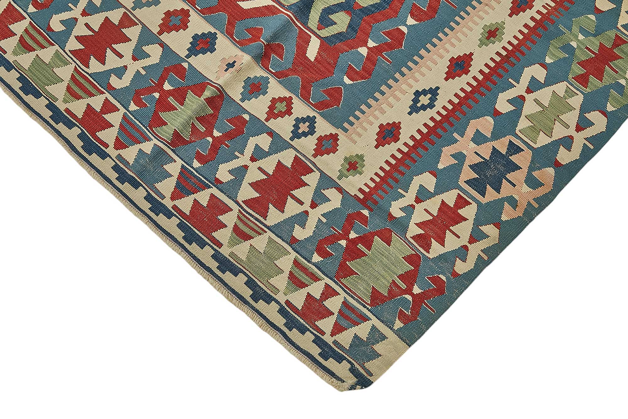 4x5 Handwoven Turkish Wool Kilim Rug - 50369