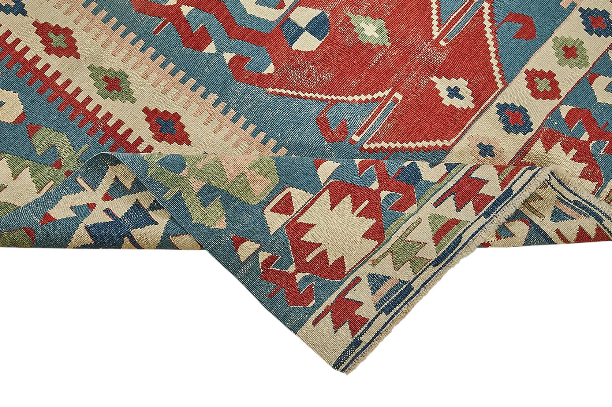 4x5 Handwoven Turkish Wool Kilim Rug - 50369