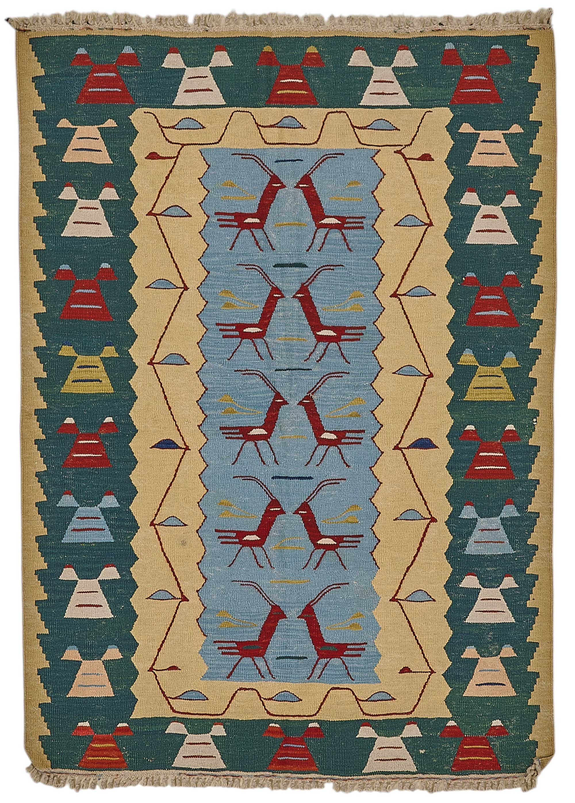 4x5 Handwoven Turkish Wool Kilim Rug - 50370