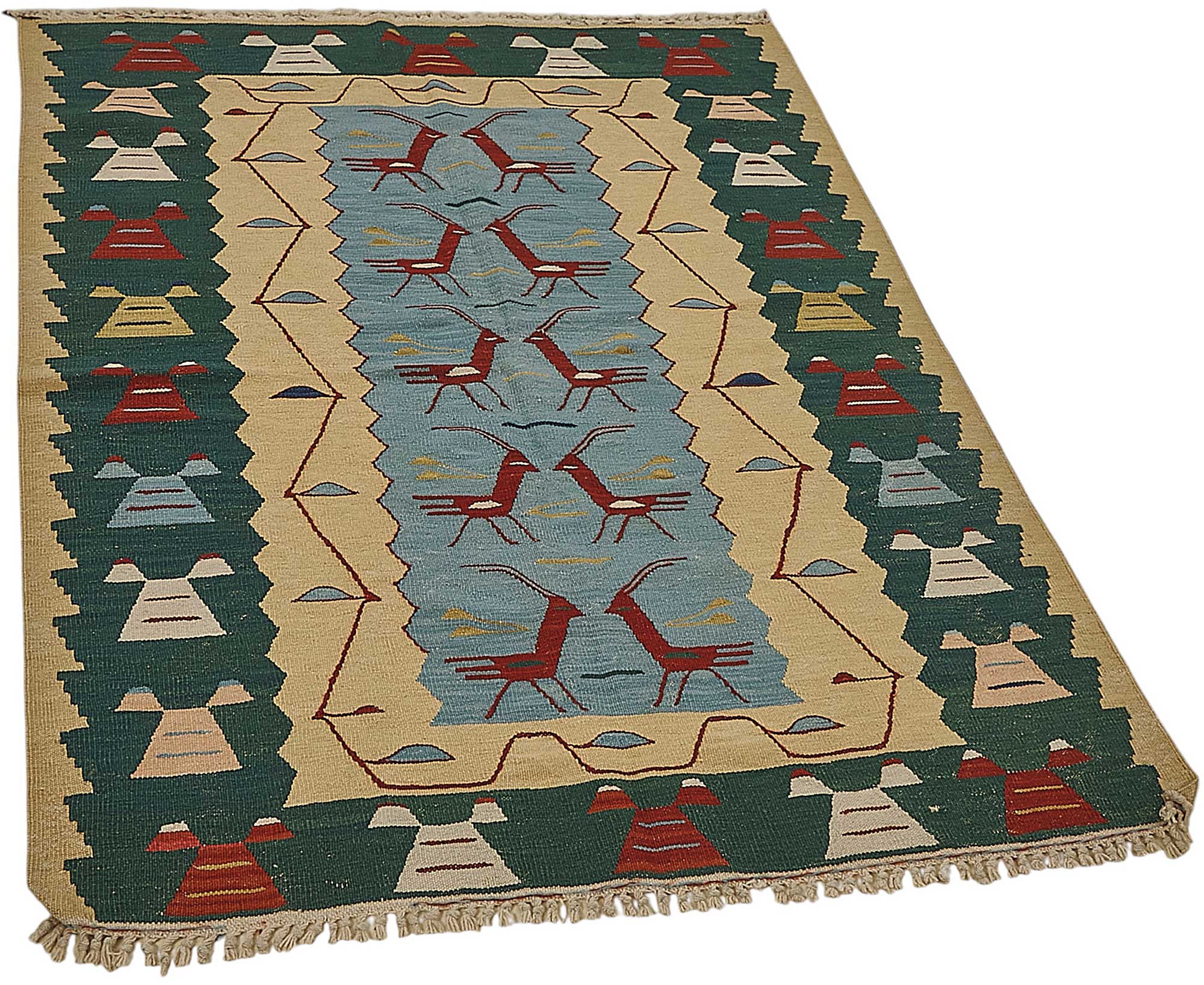 4x5 Handwoven Turkish Wool Kilim Rug - 50370