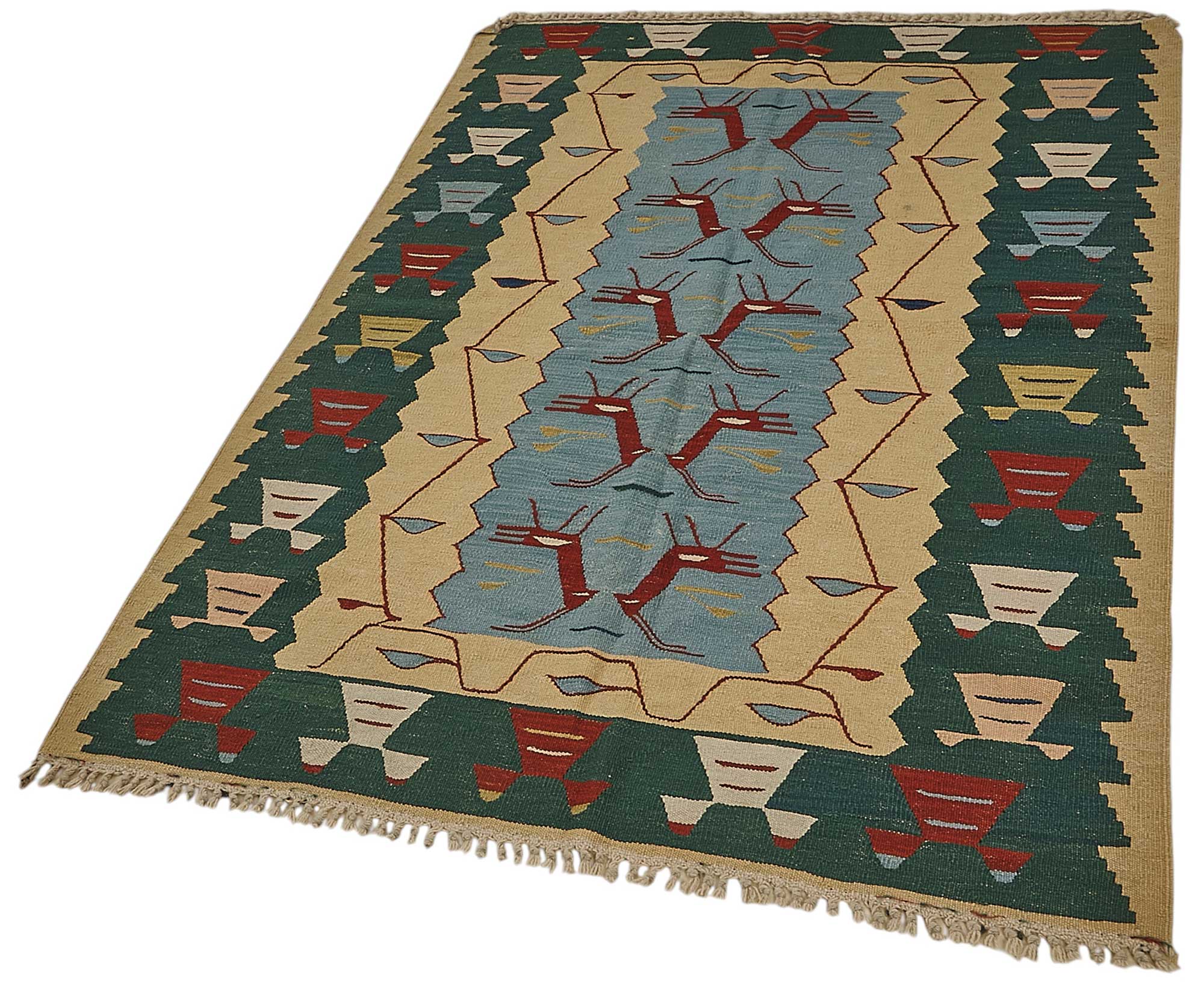 4x5 Handwoven Turkish Wool Kilim Rug - 50370