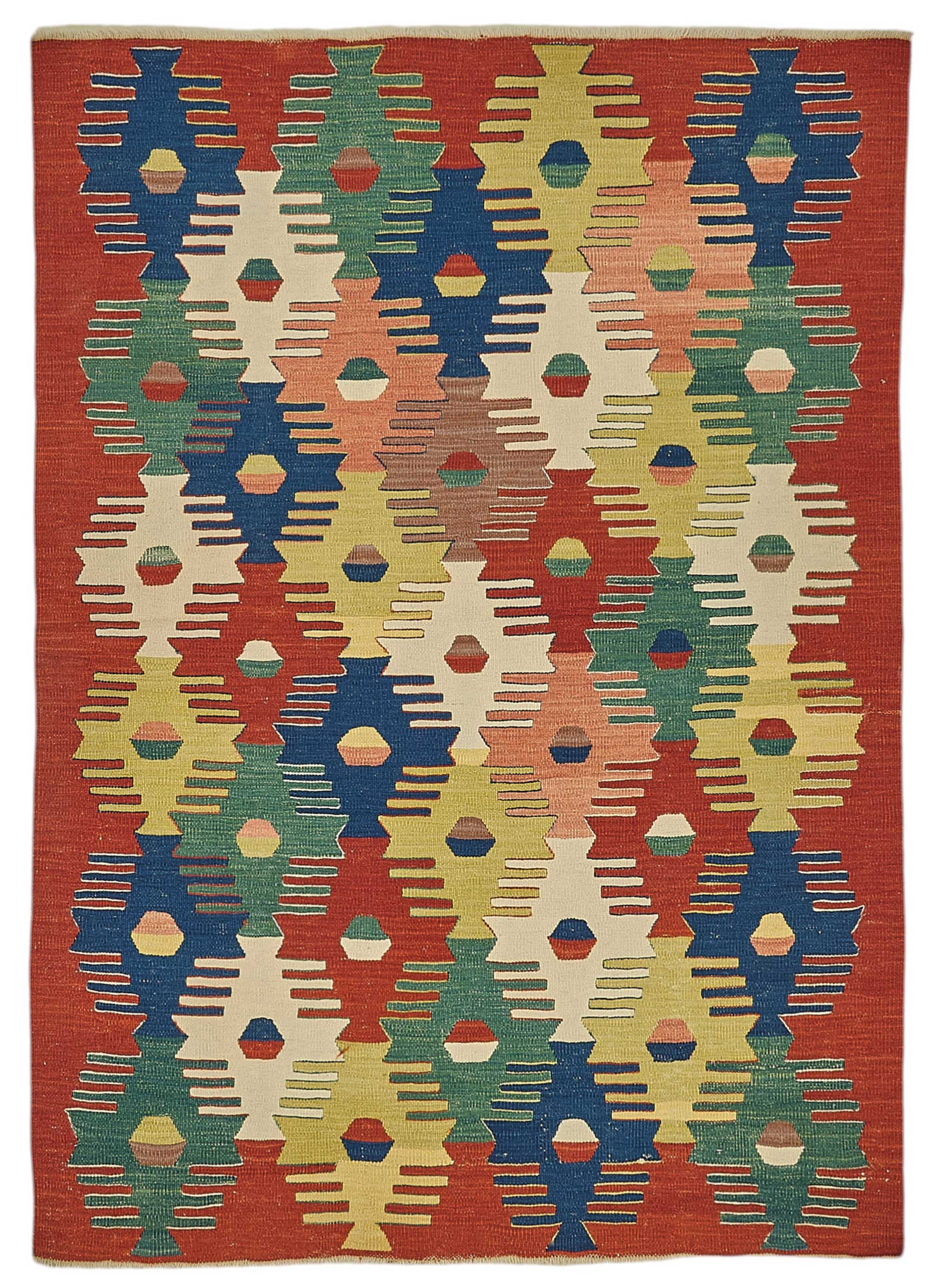 4x5 Handwoven Turkish Wool Kilim Rug - 50372