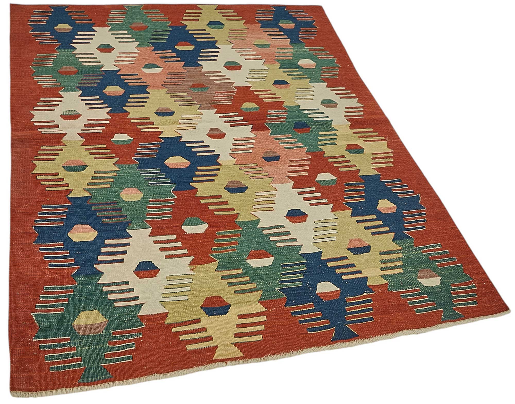 4x5 Handwoven Turkish Wool Kilim Rug - 50372