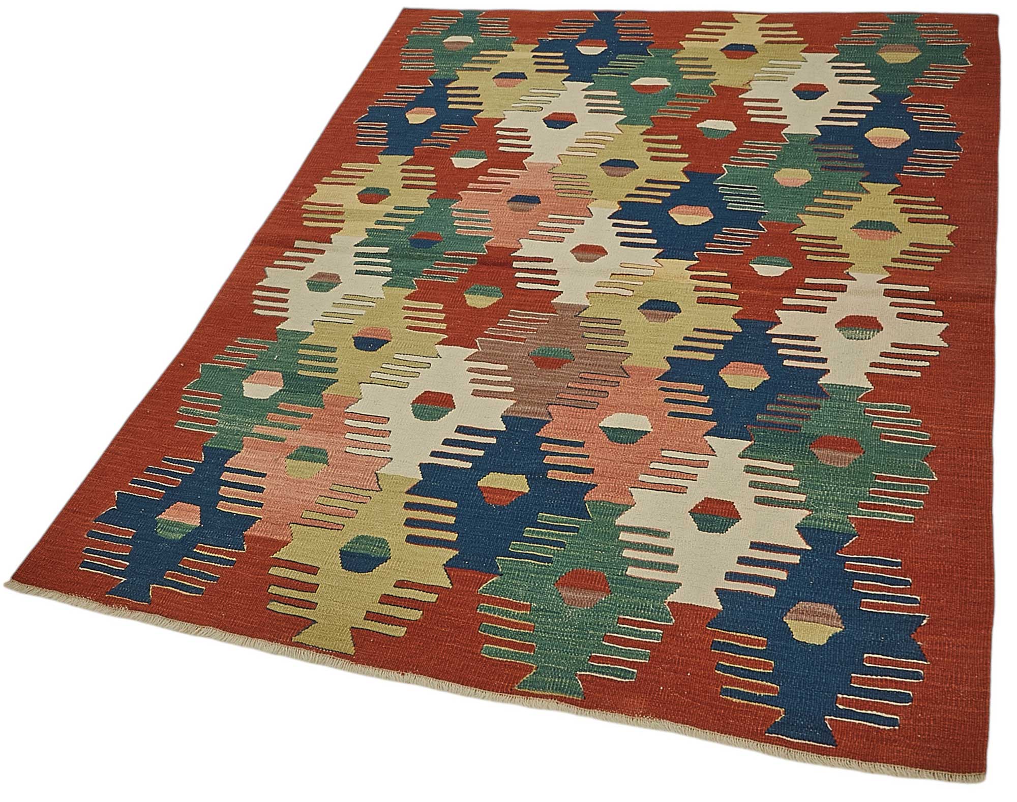 4x5 Handwoven Turkish Wool Kilim Rug - 50372