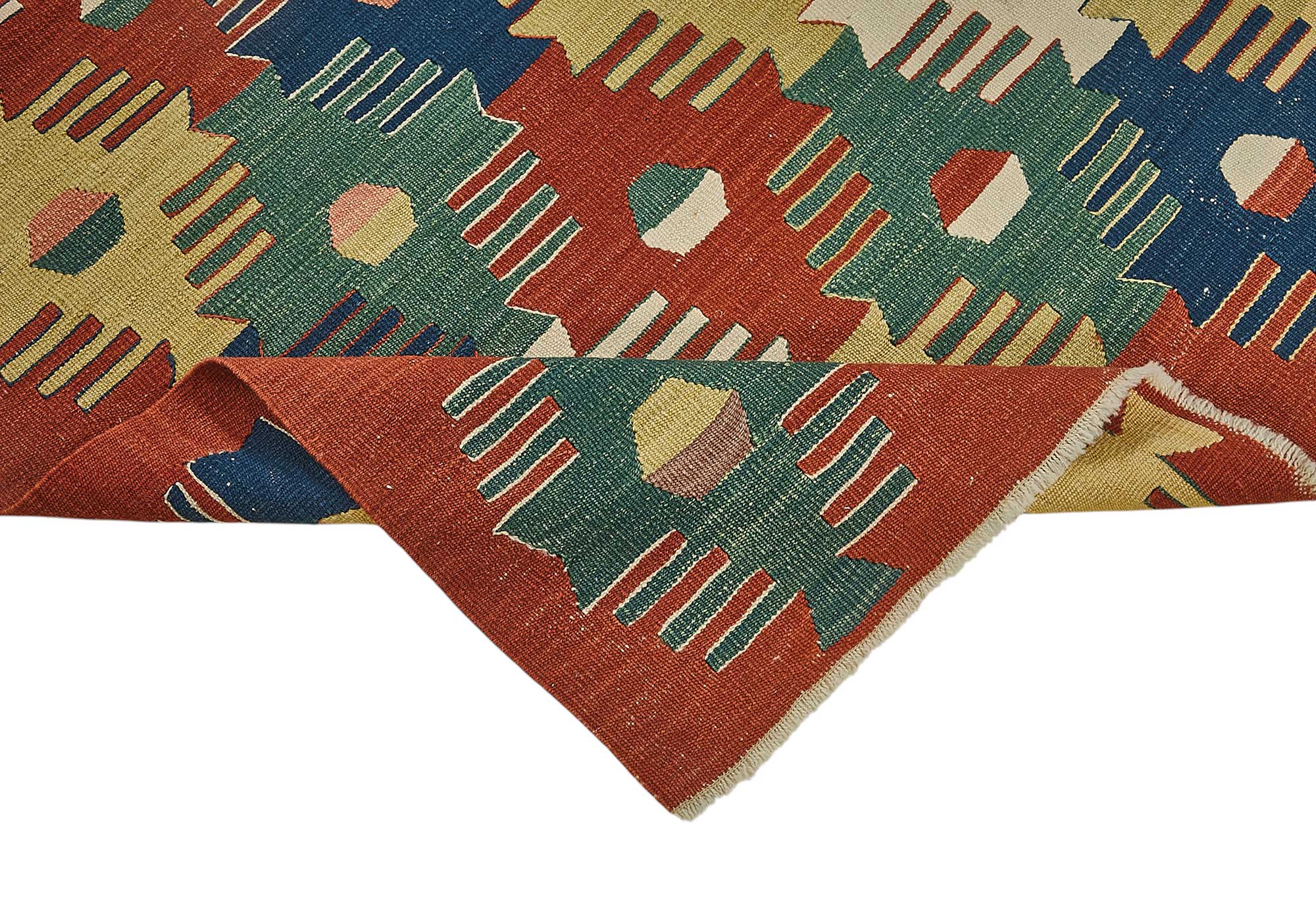 4x5 Handwoven Turkish Wool Kilim Rug - 50372