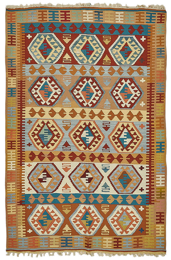 3x5 Handwoven Turkish Wool Kilim Rug - 50375