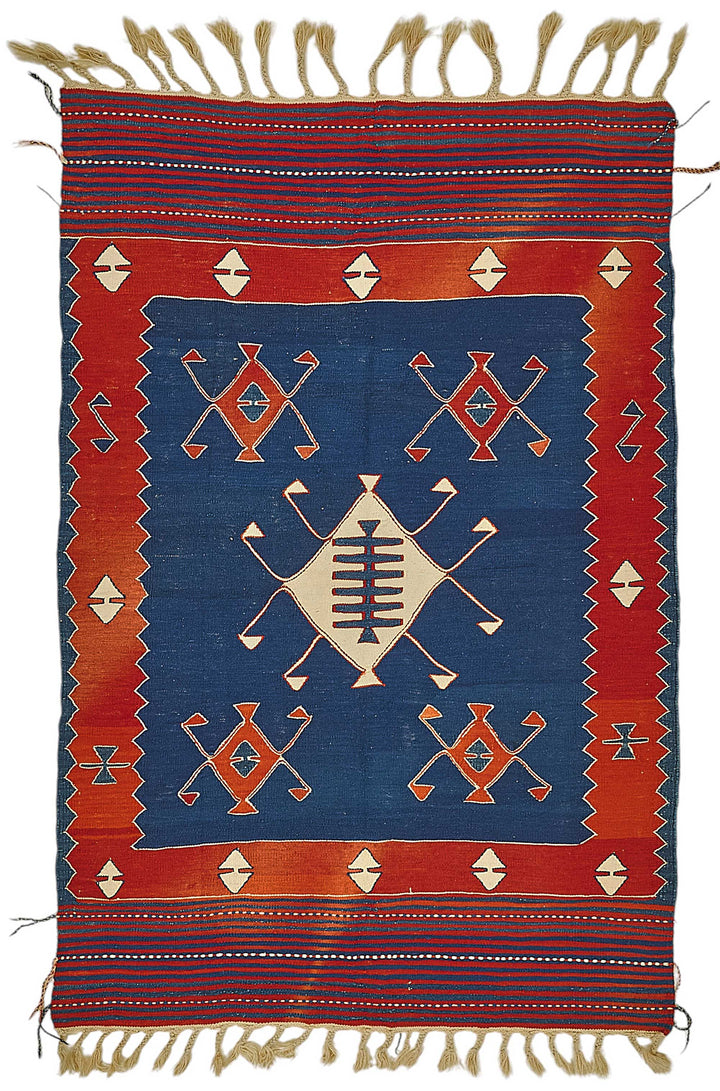 4x5 Handwoven Turkish Wool Kilim Rug - 50377