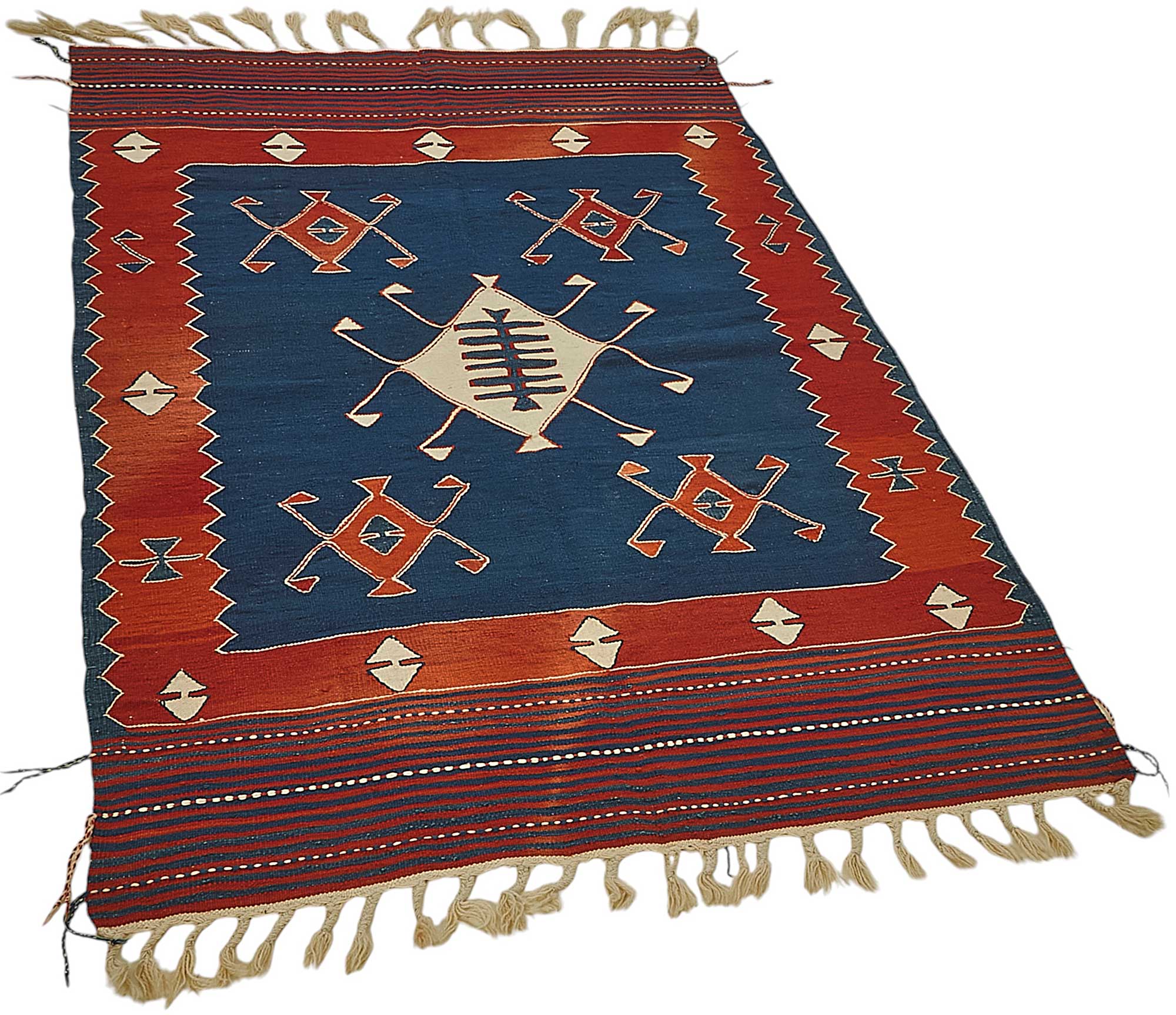 4x5 Handwoven Turkish Wool Kilim Rug - 50377
