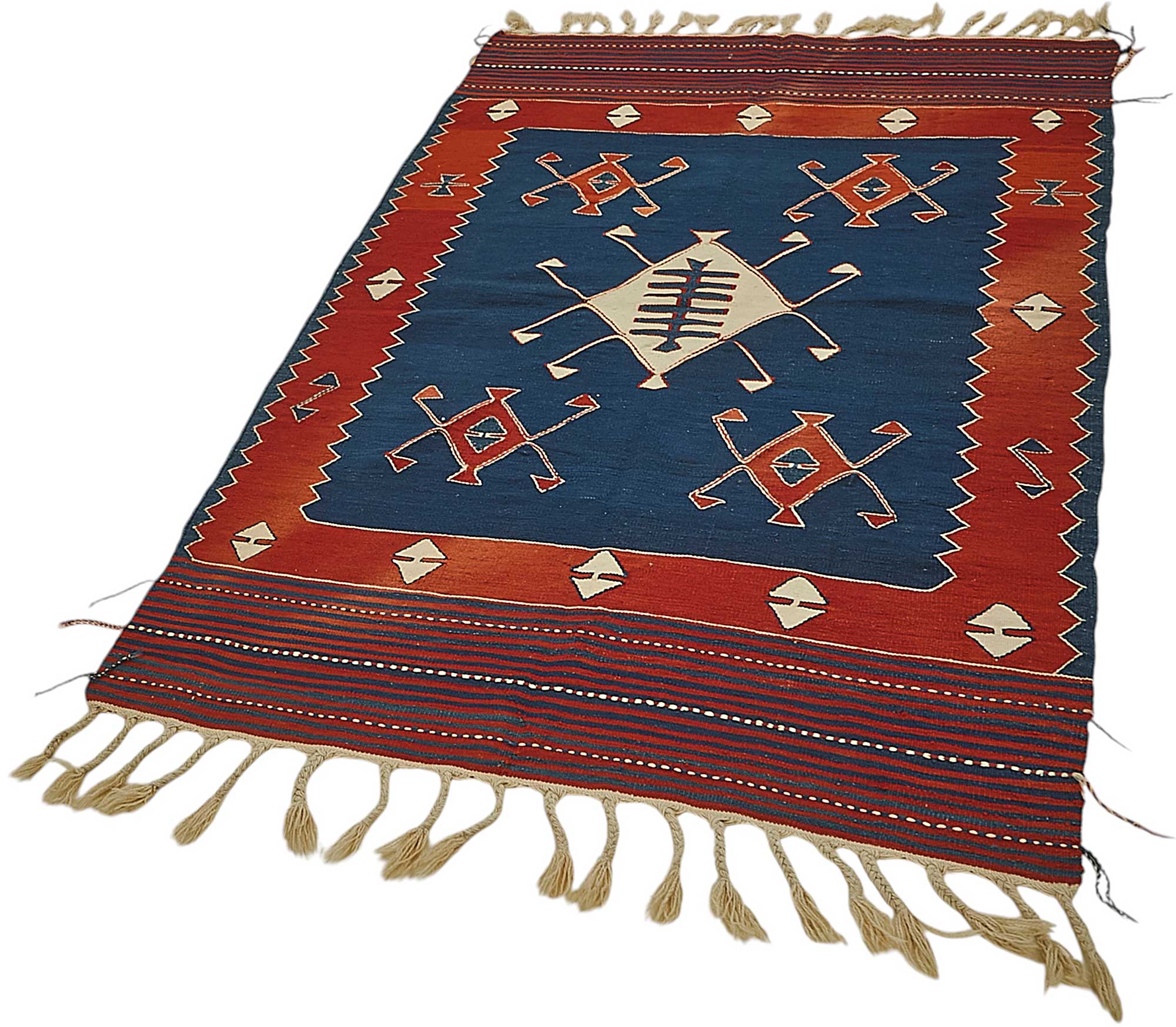 4x5 Handwoven Turkish Wool Kilim Rug - 50377