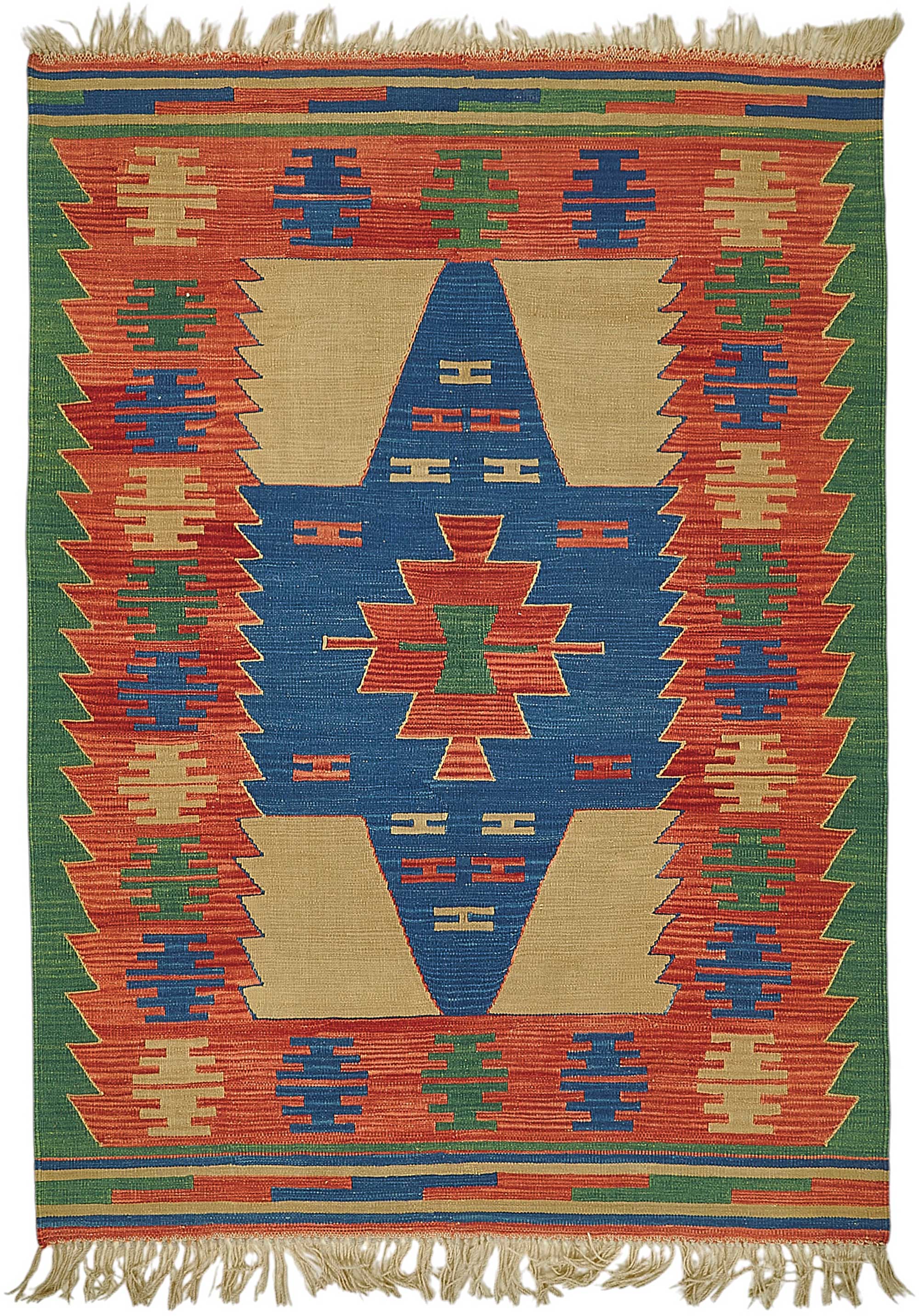 4x5 Handwoven Turkish Wool Kilim Rug - 50378