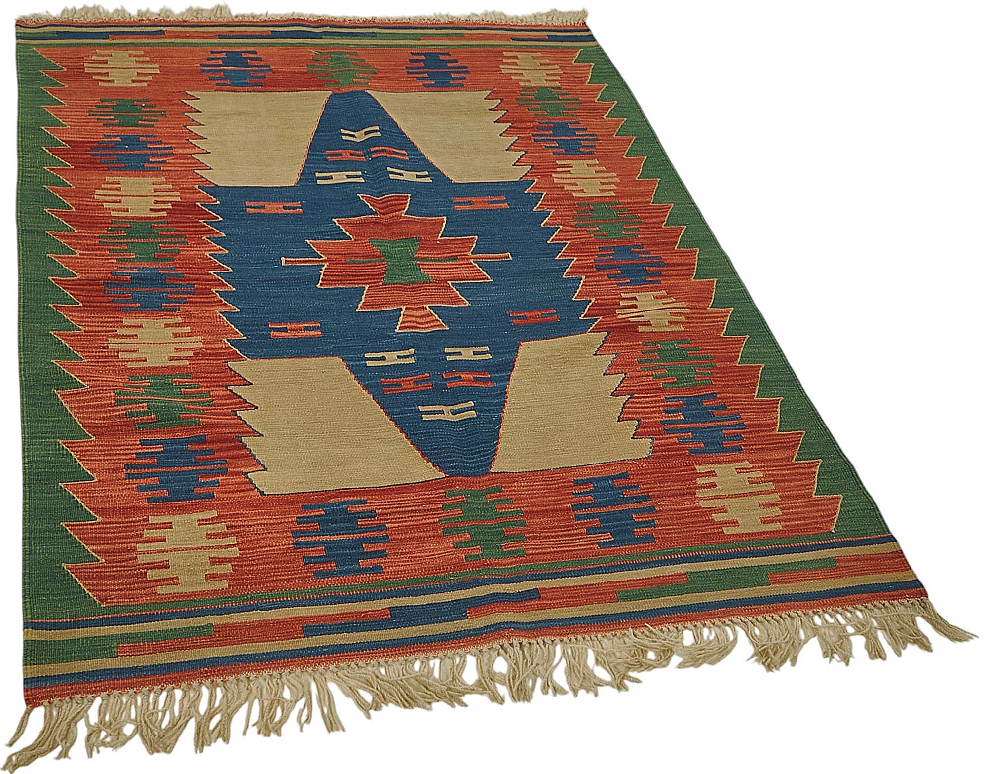 4x5 Handwoven Turkish Wool Kilim Rug - 50378