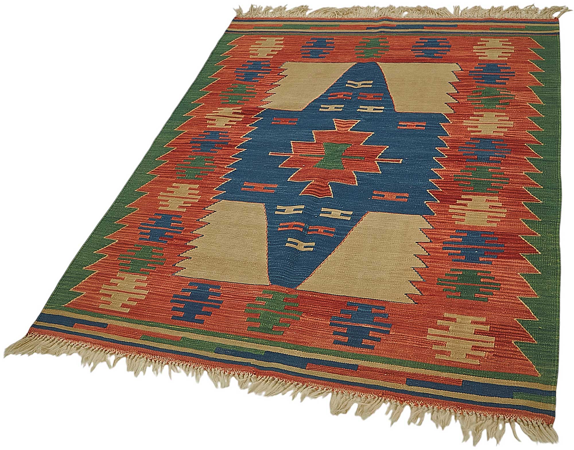 4x5 Handwoven Turkish Wool Kilim Rug - 50378