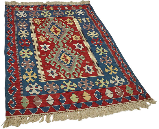 4x6 Handwoven Turkish Wool Kilim Rug - 50379
