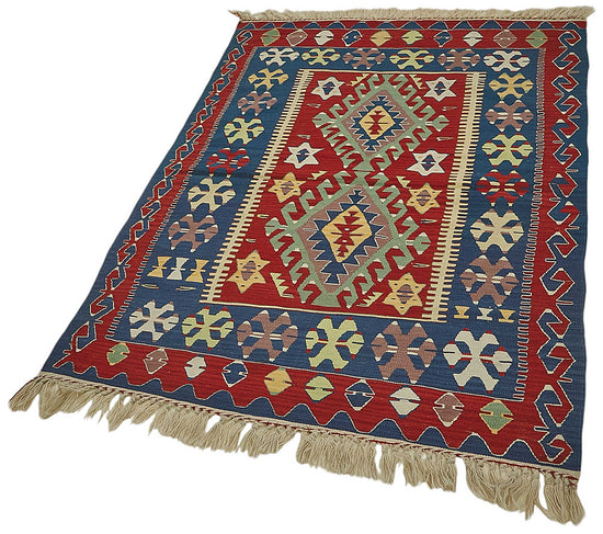 4x6 Handwoven Turkish Wool Kilim Rug - 50379