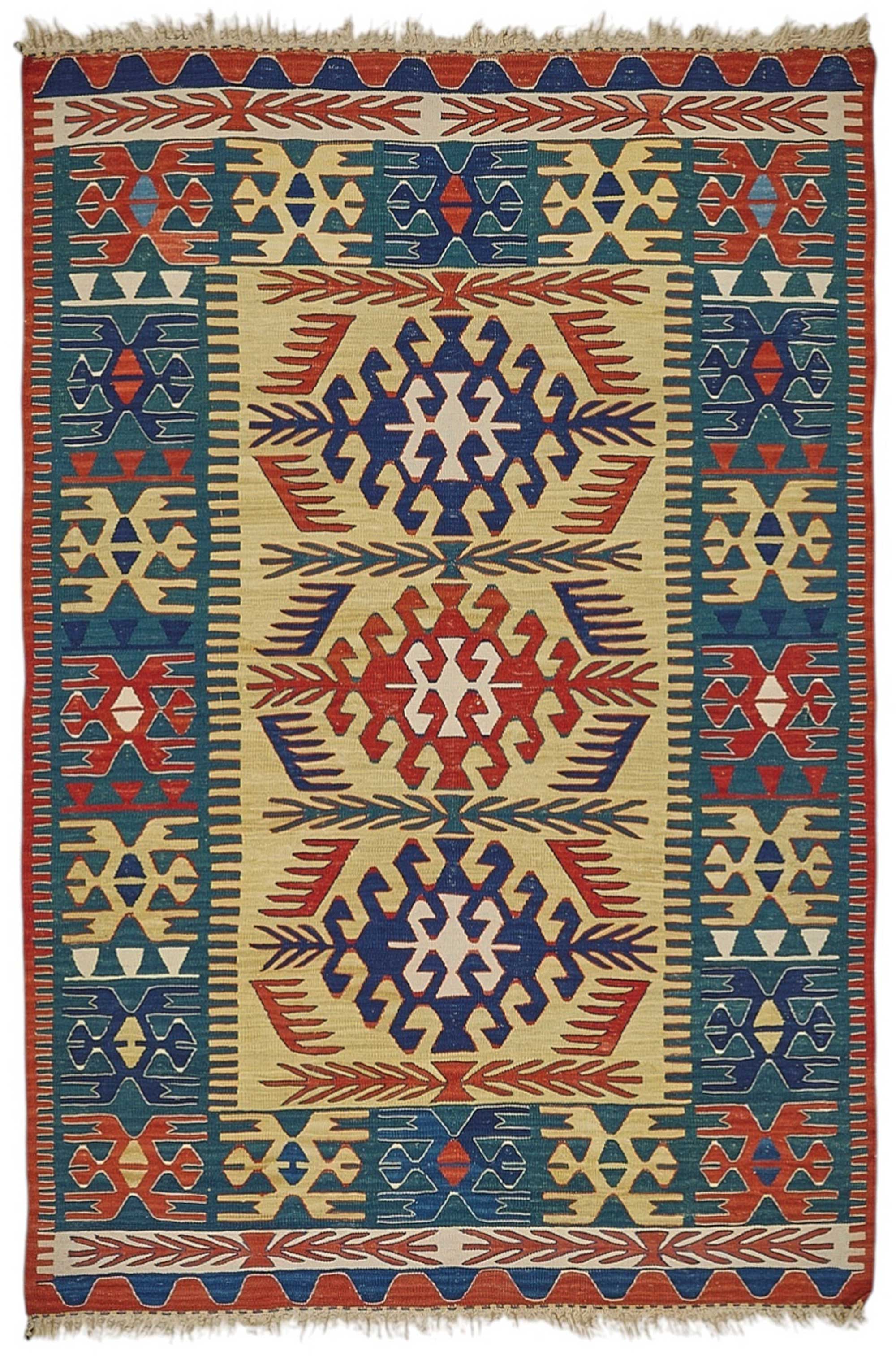 4x5 Handwoven Turkish Wool Kilim Rug - 50382