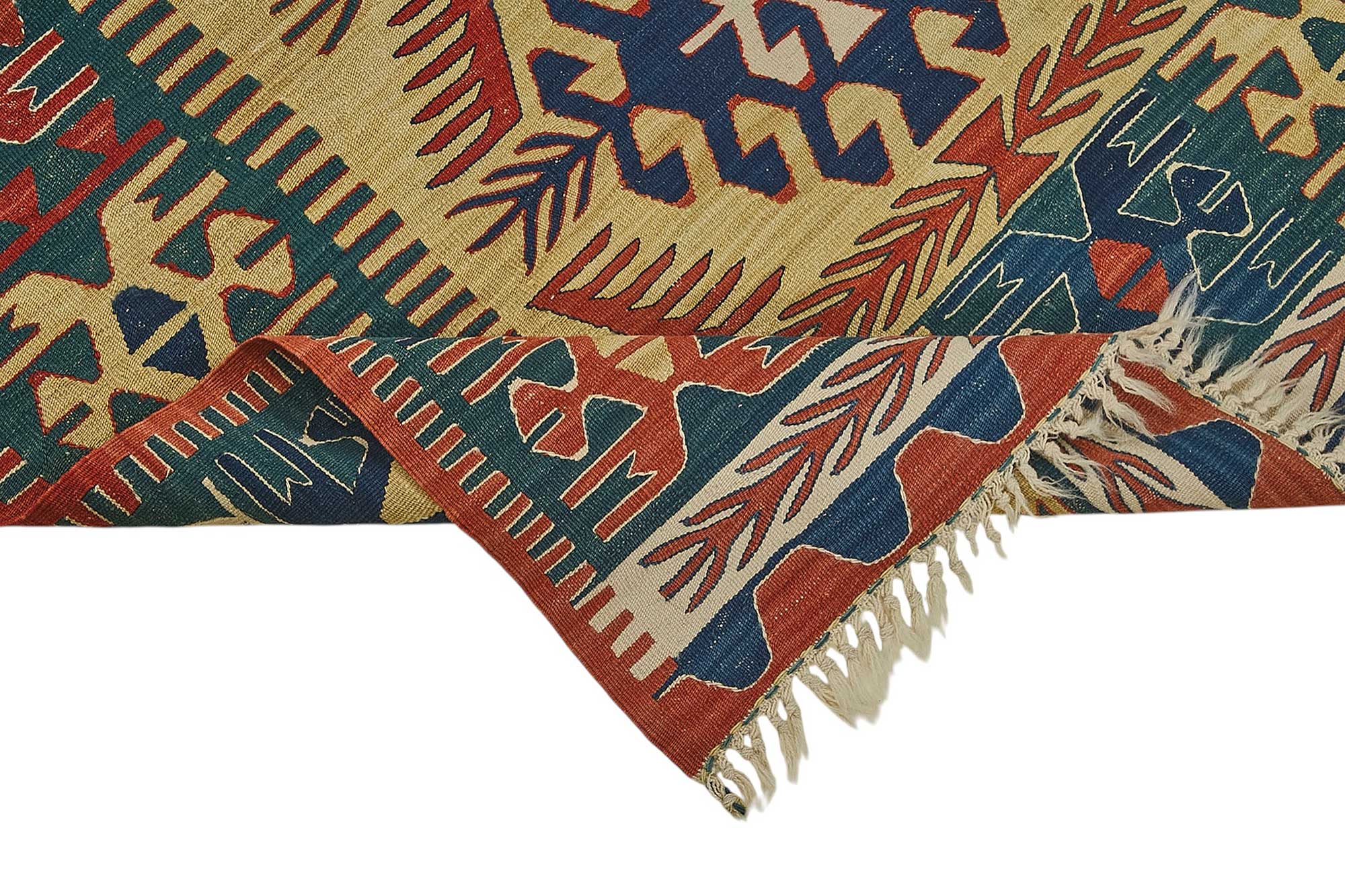 4x5 Handwoven Turkish Wool Kilim Rug - 50382