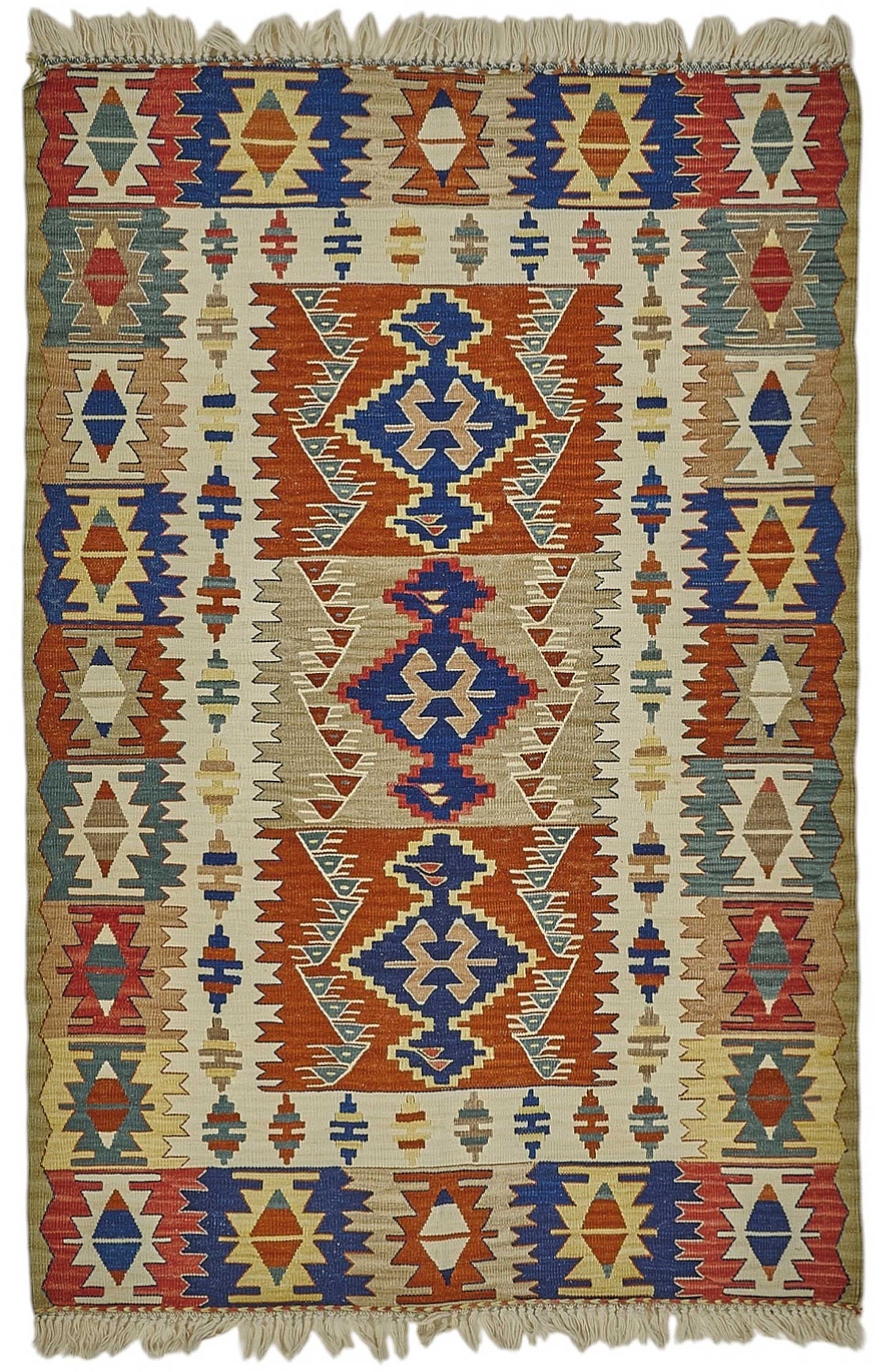 4x6 Handwoven Turkish Wool Kilim Rug - 50383
