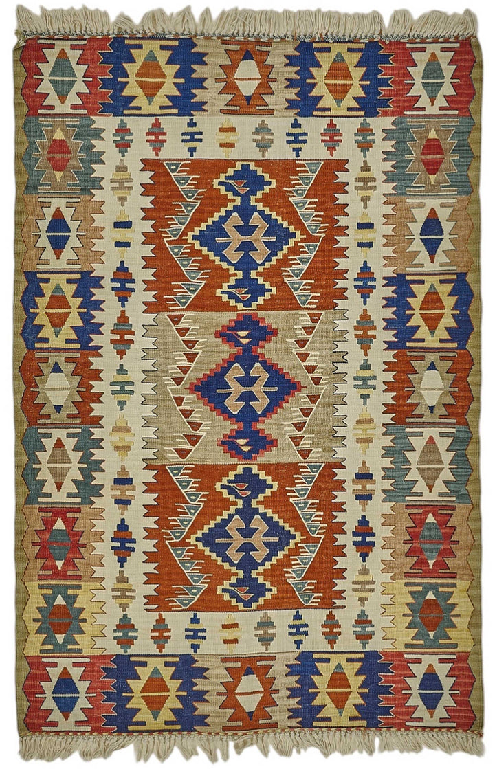 4x6 Handwoven Turkish Wool Kilim Rug - 50383