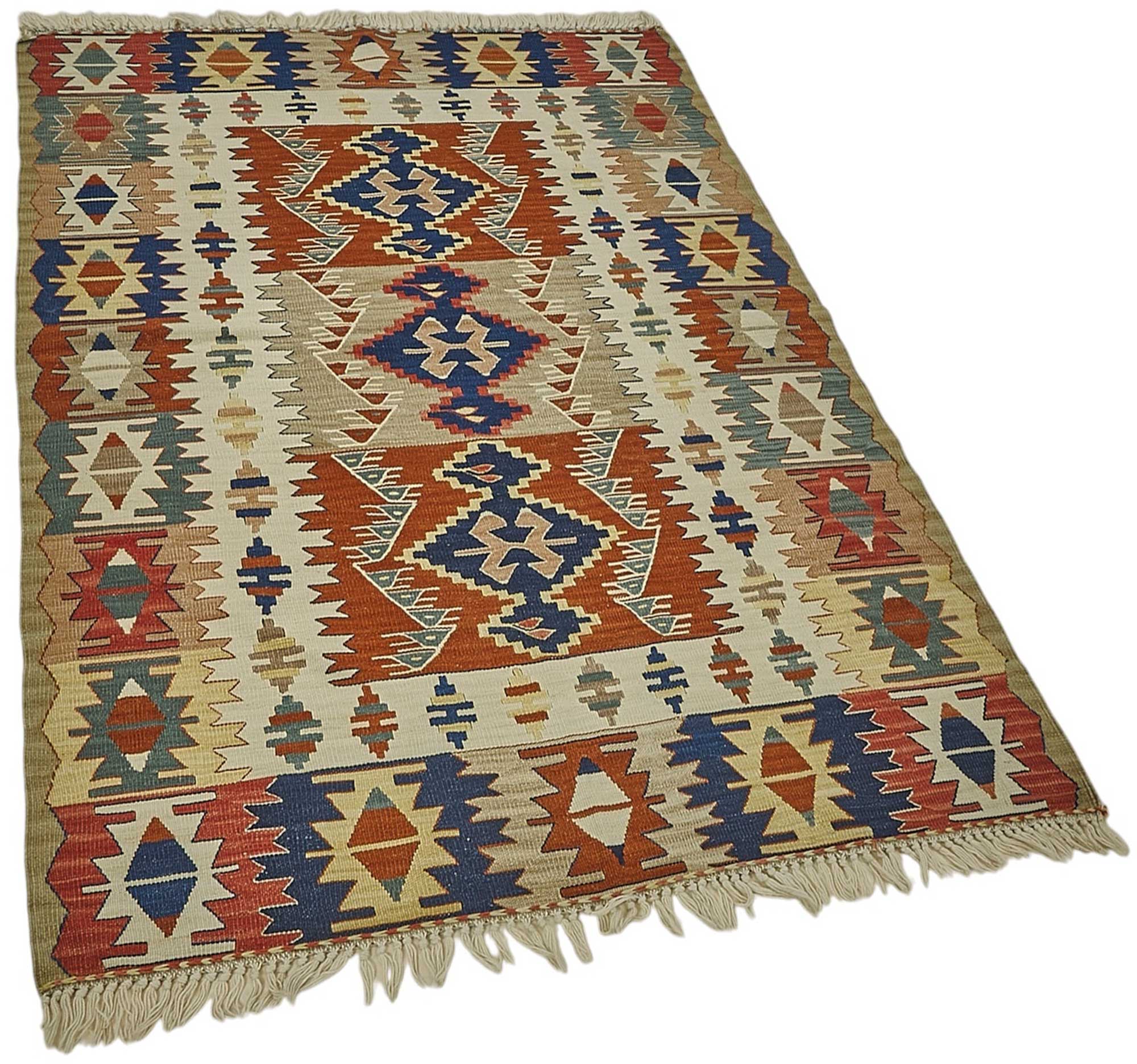 4x6 Handwoven Turkish Wool Kilim Rug - 50383
