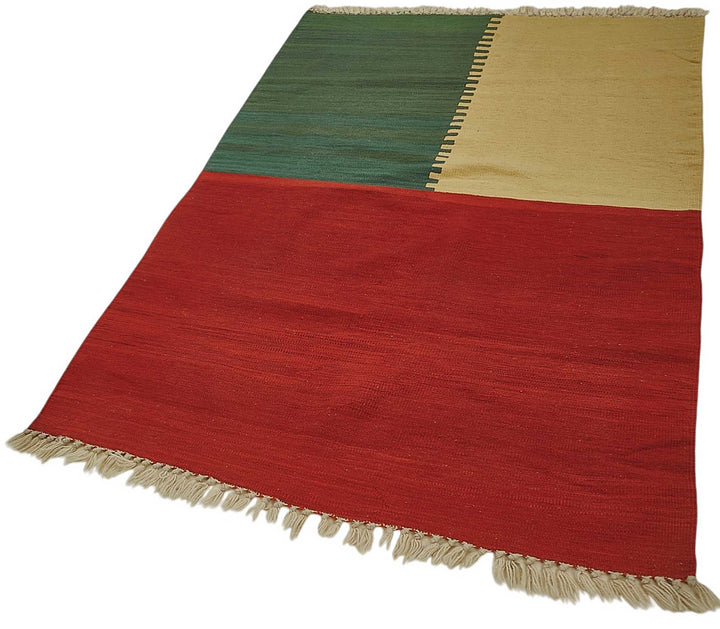 4x6 Handwoven Turkish Wool Kilim Rug - 50386
