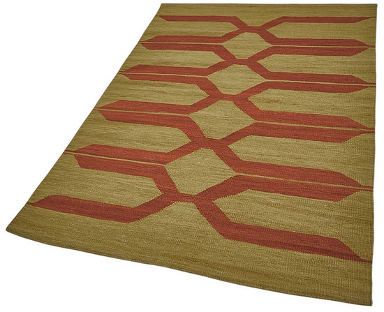 4x6 Handwoven Turkish Wool Kilim Rug - 50387