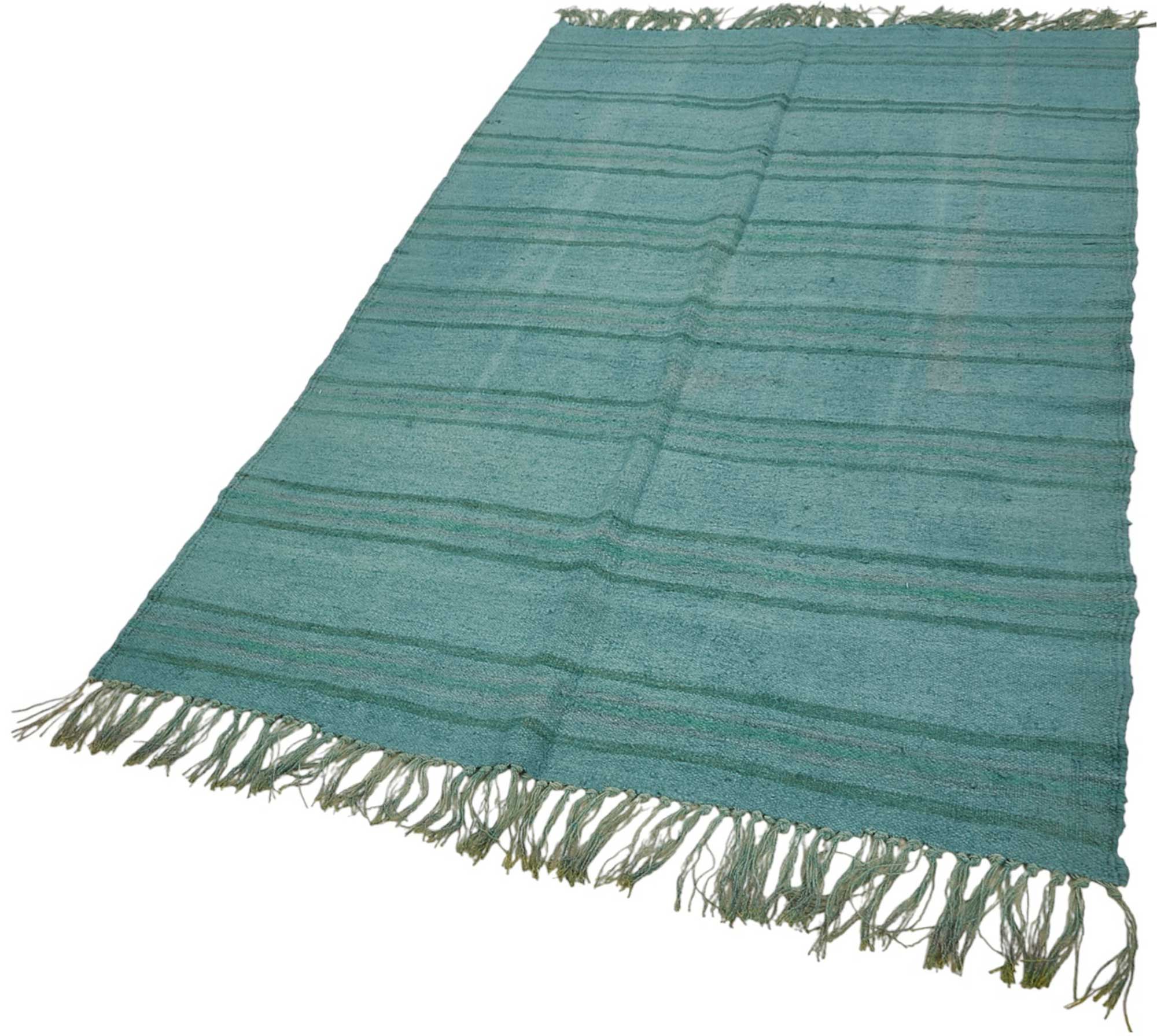 5x8 Blue Color Hemp Kilim Rug - 50408