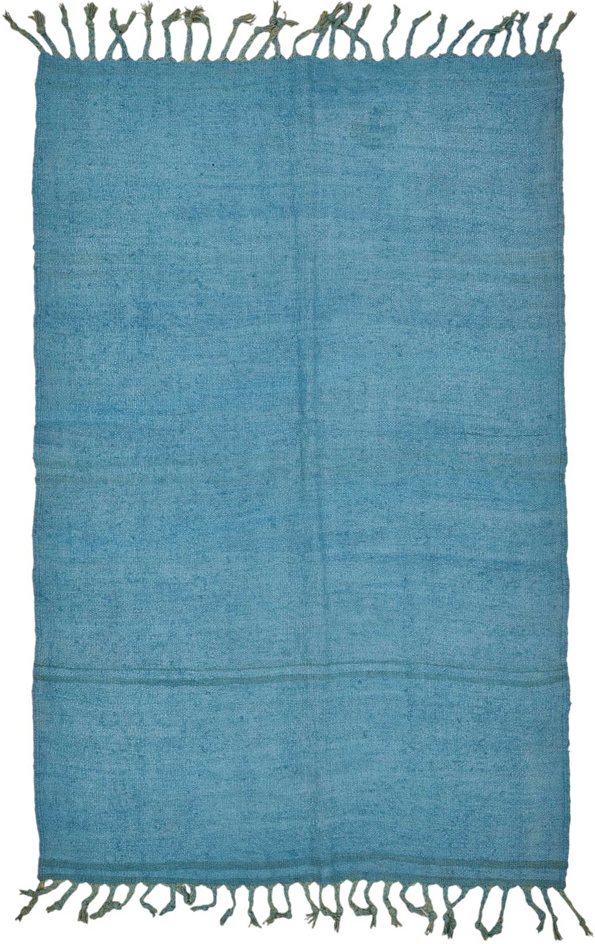 5x8 Blue Color Hemp Kilim Rug - 50409