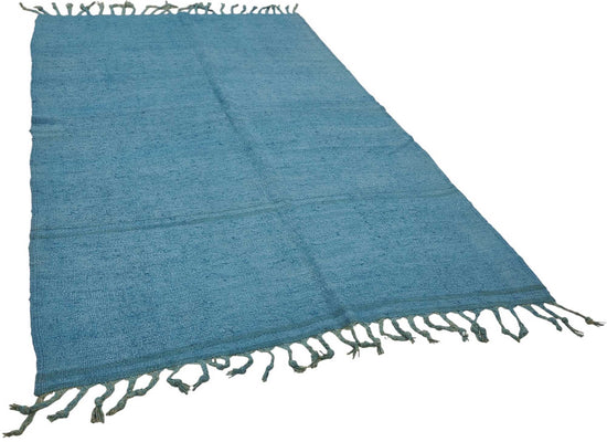 5x8 Blue Color Hemp Kilim Rug - 50409