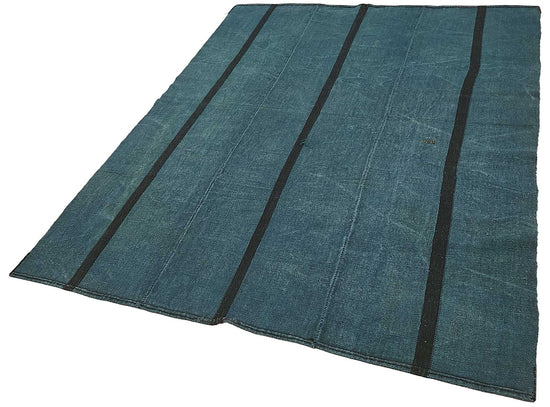 5x8 Blue Color Hemp Kilim Rug - 50413