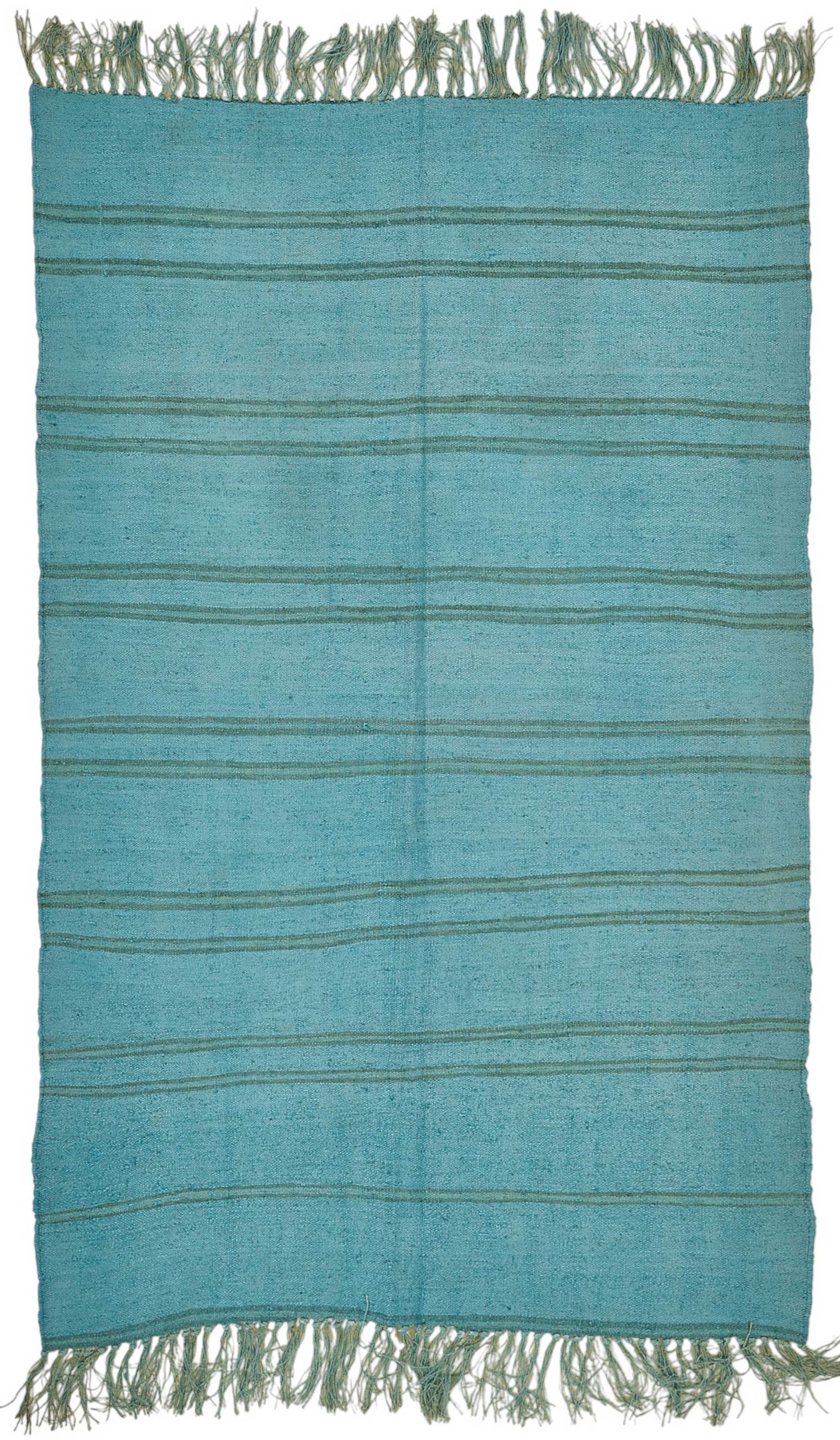 5x8 Blue Color Hemp Kilim Rug - 50417