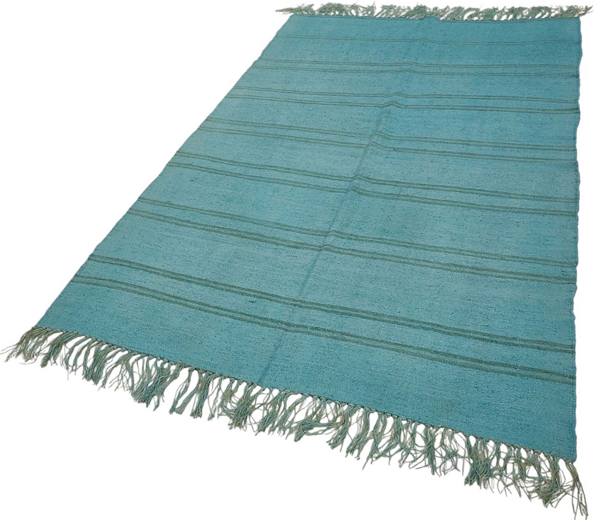 5x8 Blue Color Hemp Kilim Rug - 50417