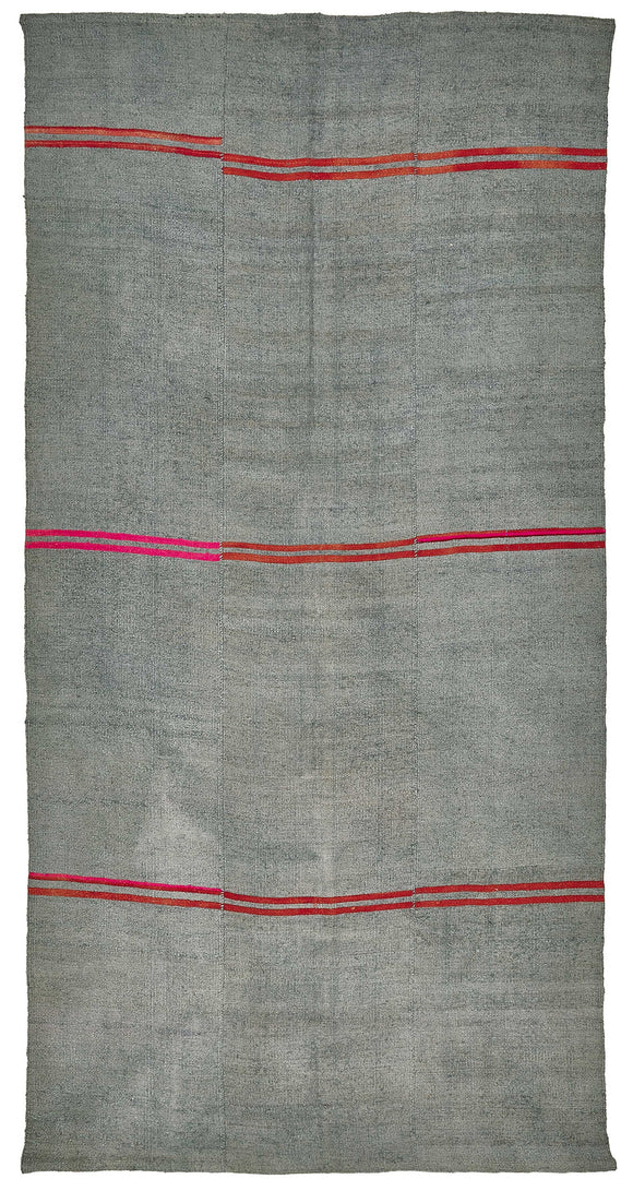 5x9 Grey Color Hemp Kilim Rug - 50418