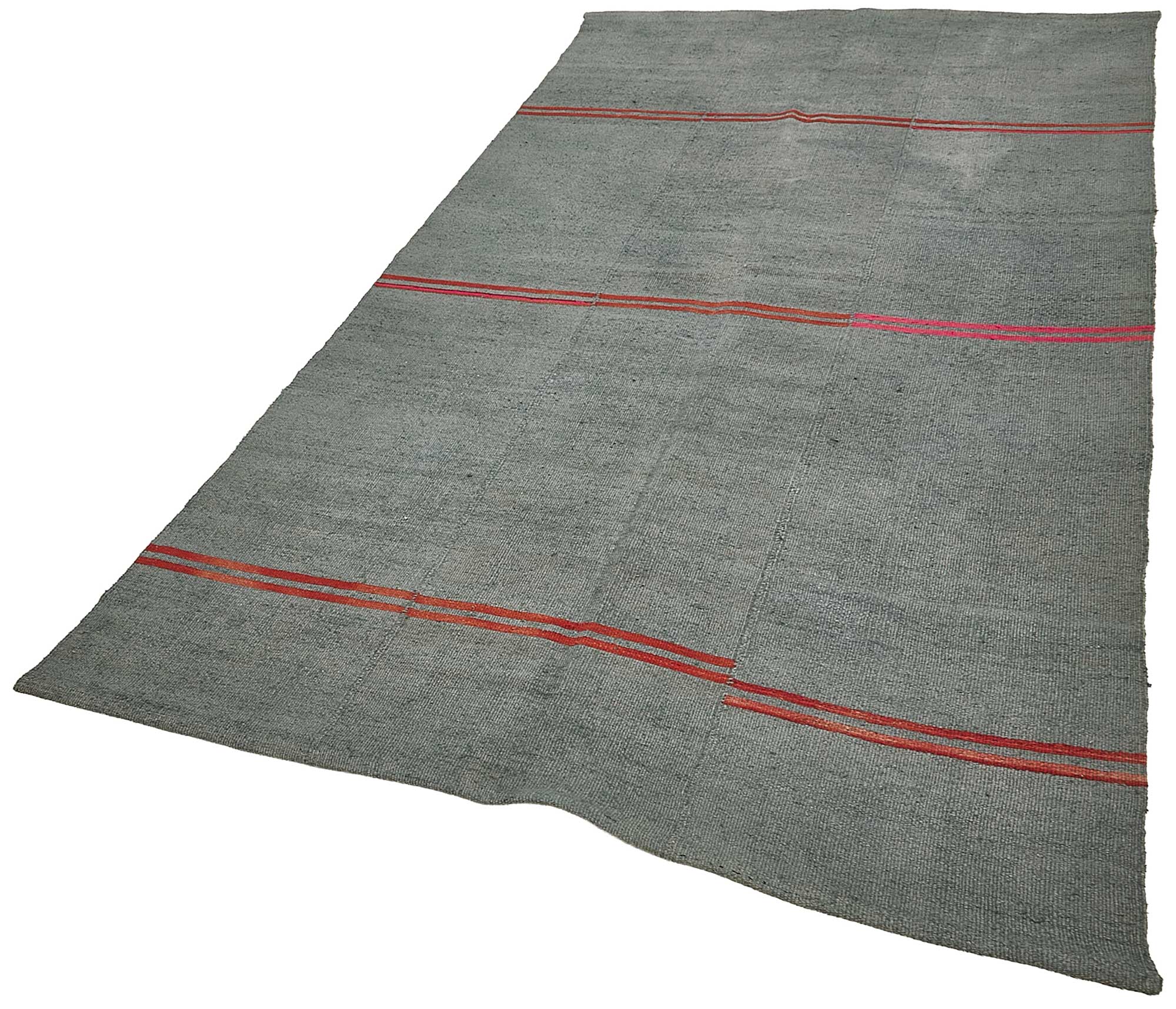 5x9 Grey Color Hemp Kilim Rug - 50418